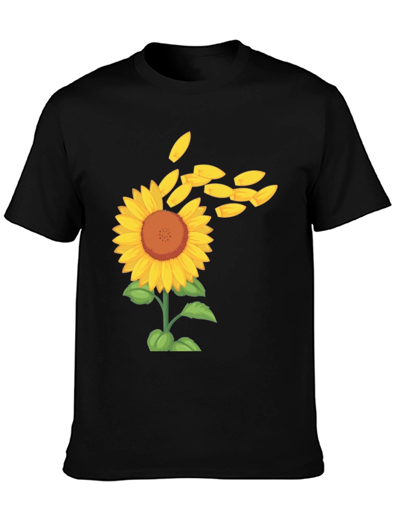 Sunflower Petals Mens Black Tee