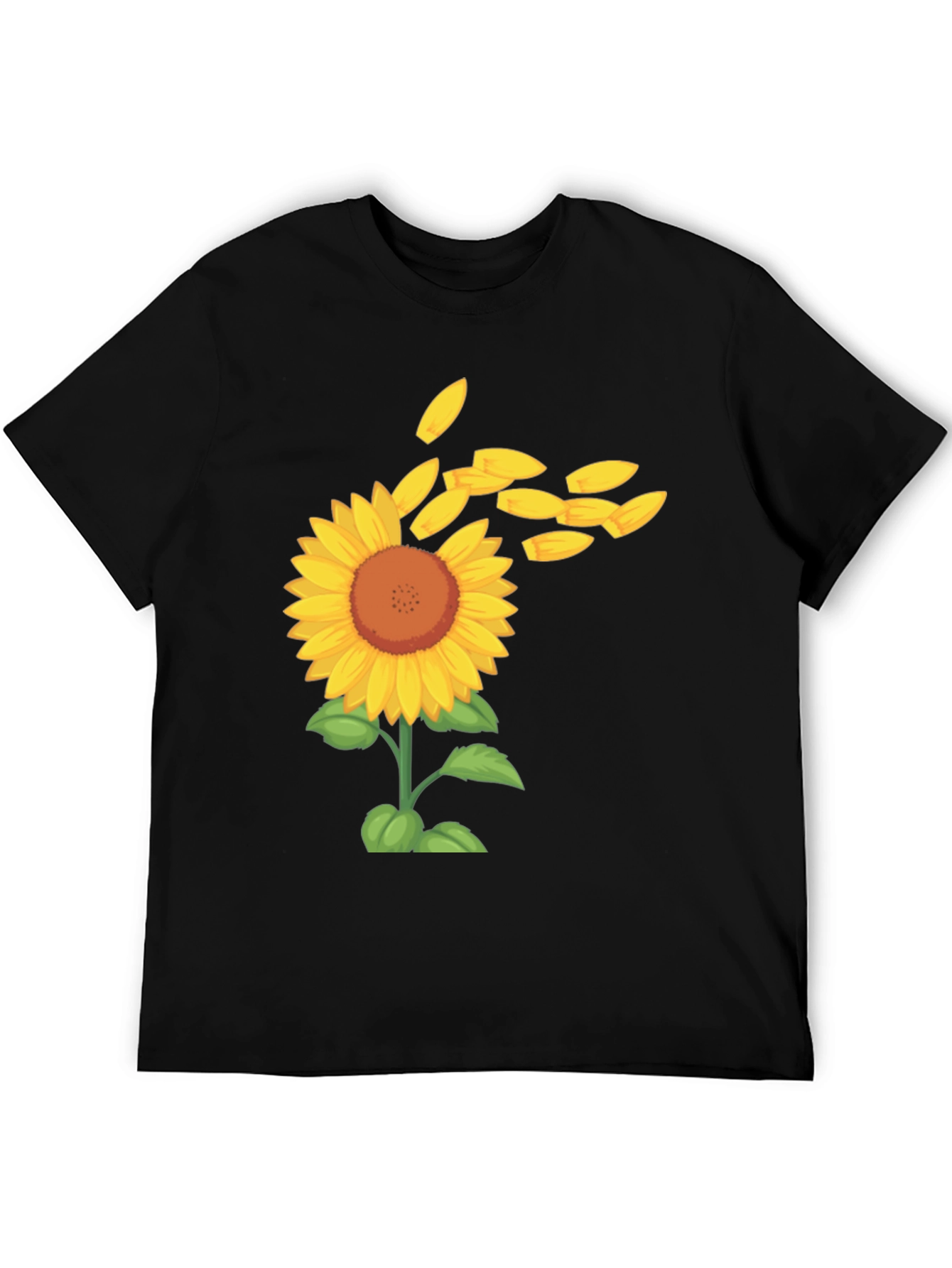 Sunflower Petals Mens Black Tee
