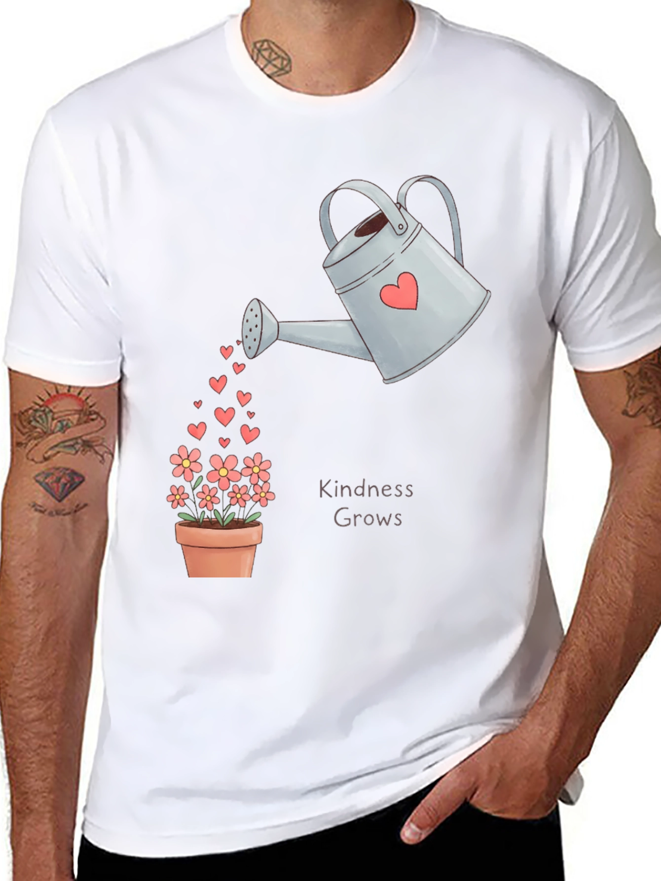 Kindness Grows T-Shirt - Heart Watering Can Design