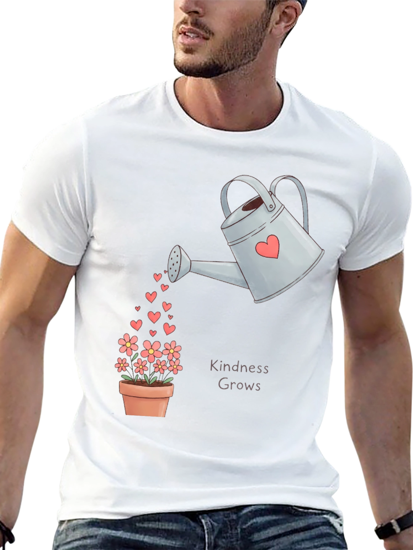 Kindness Grows T-Shirt - Heart Watering Can Design
