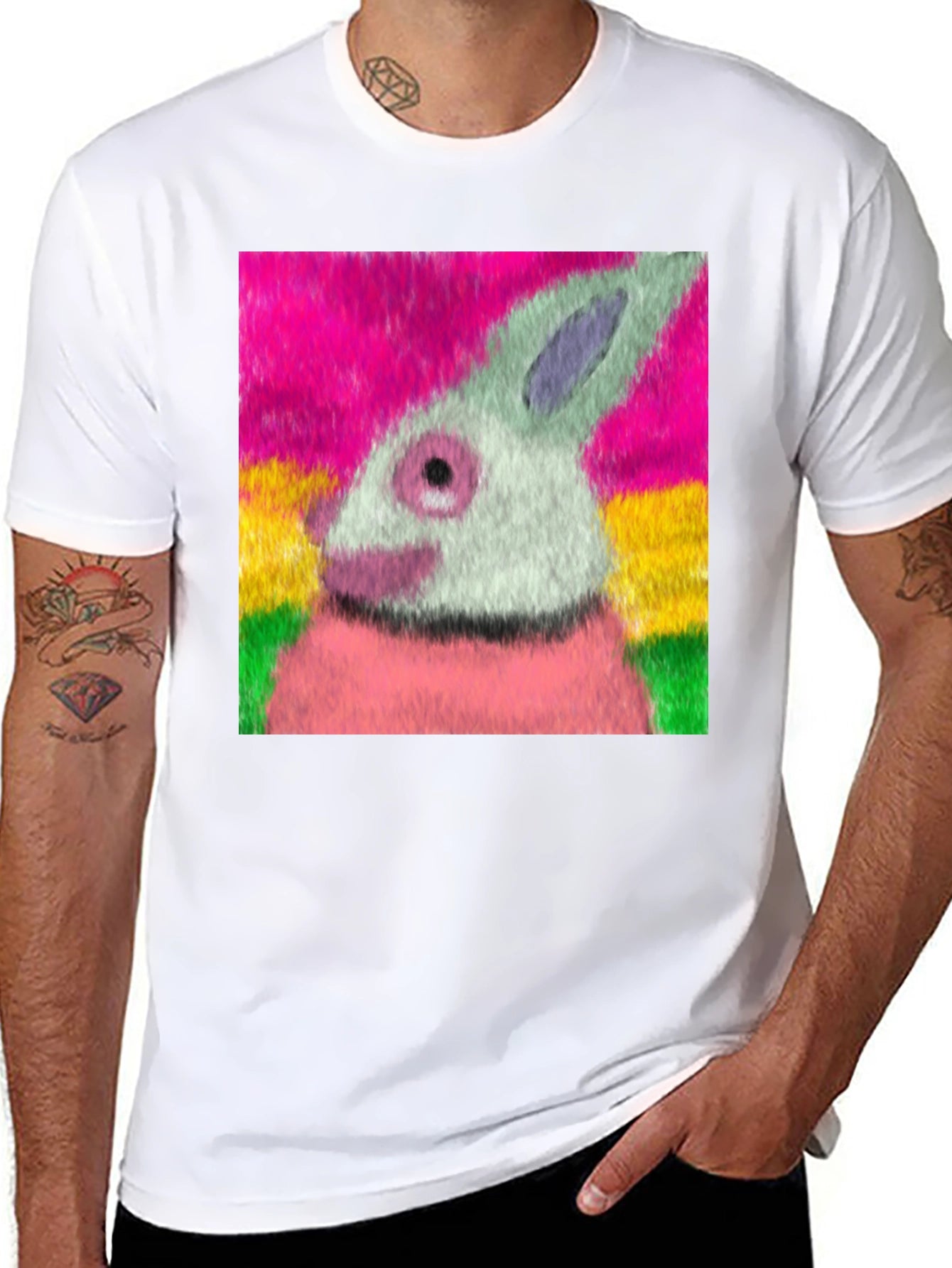 Artsy Rabbit Graphic T-Shirt - Casual Tee
