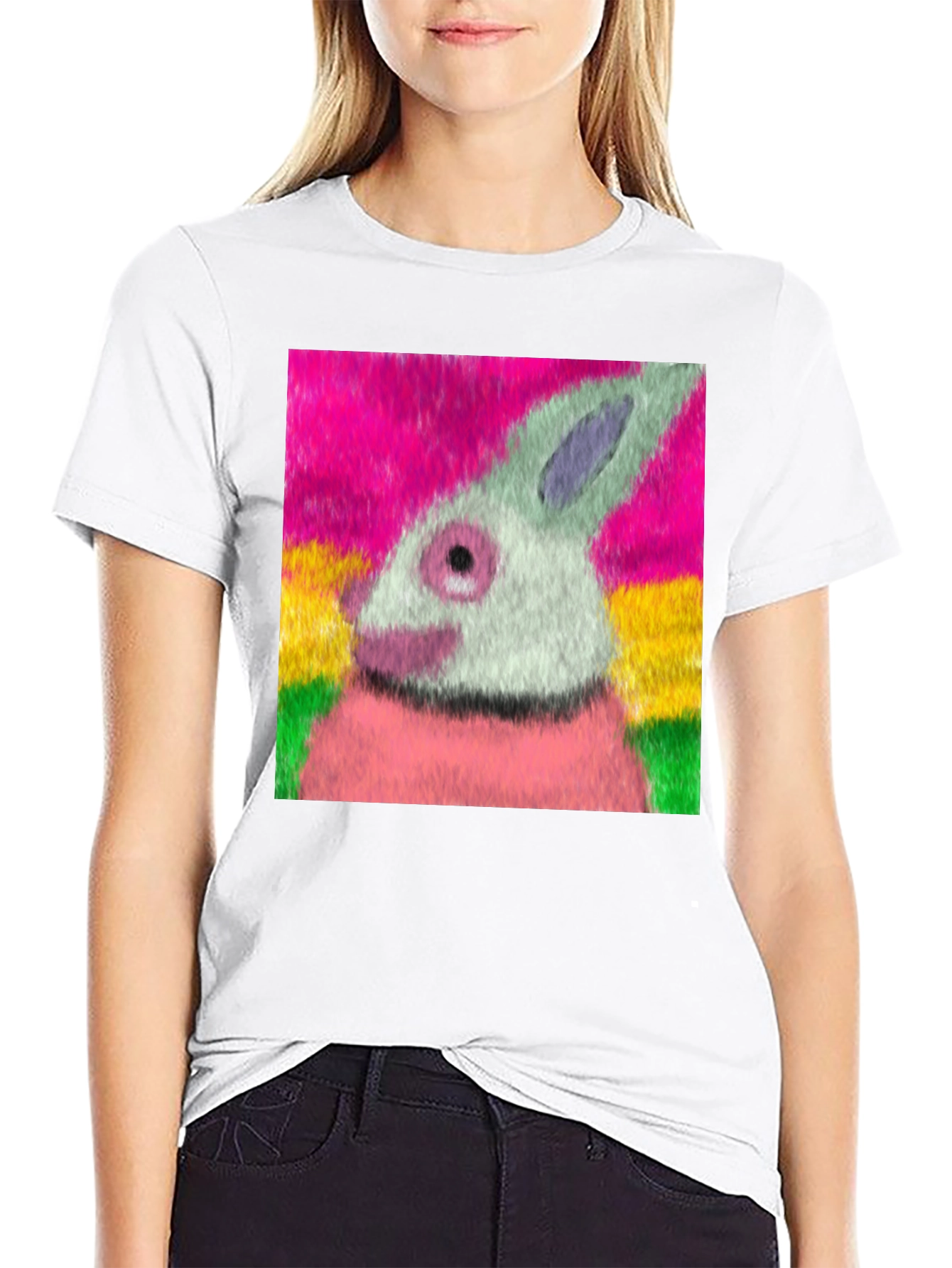 Artsy Rabbit Graphic T-Shirt - Casual Tee