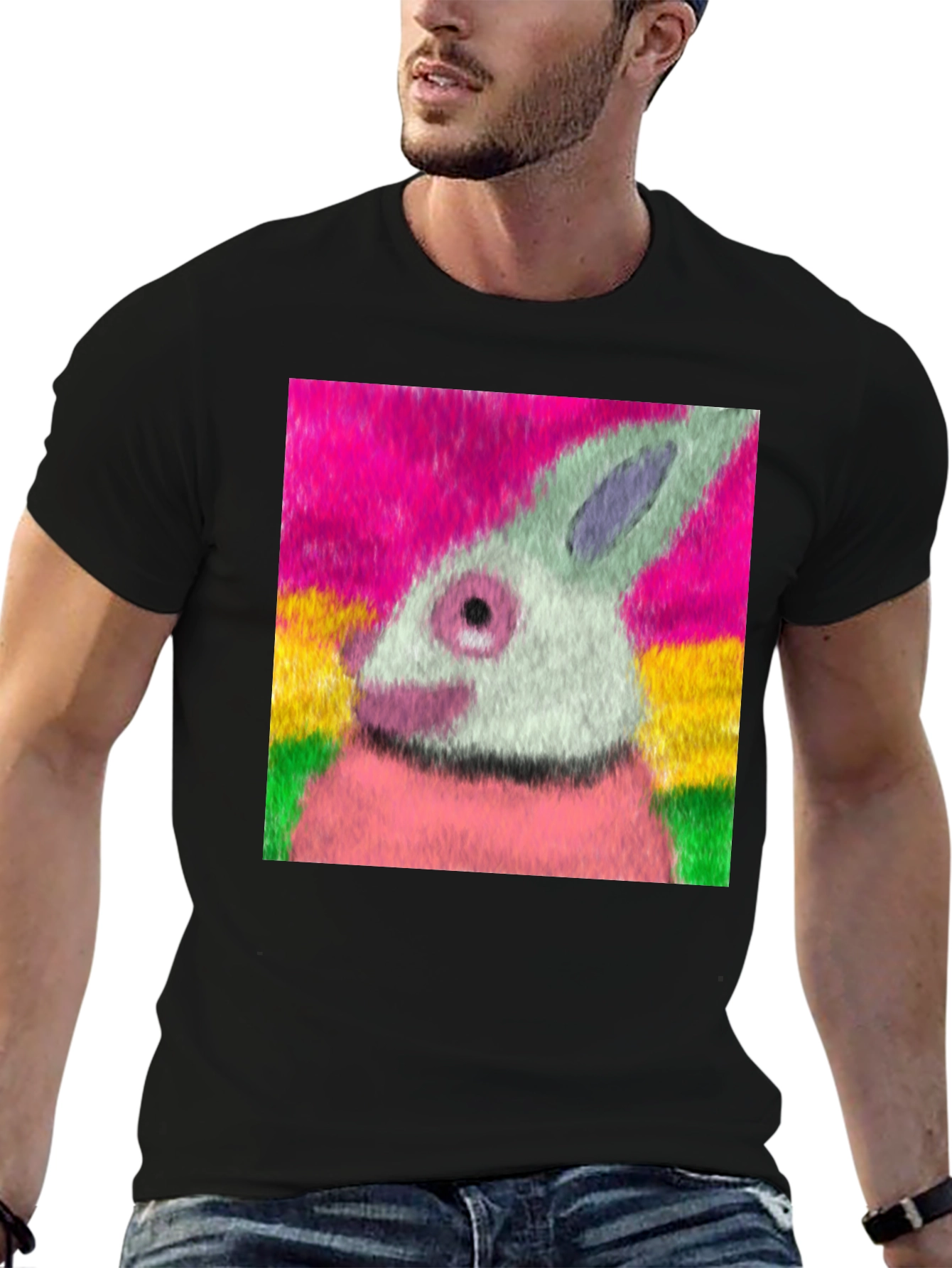 Artsy Rabbit Graphic T-Shirt - Casual Tee