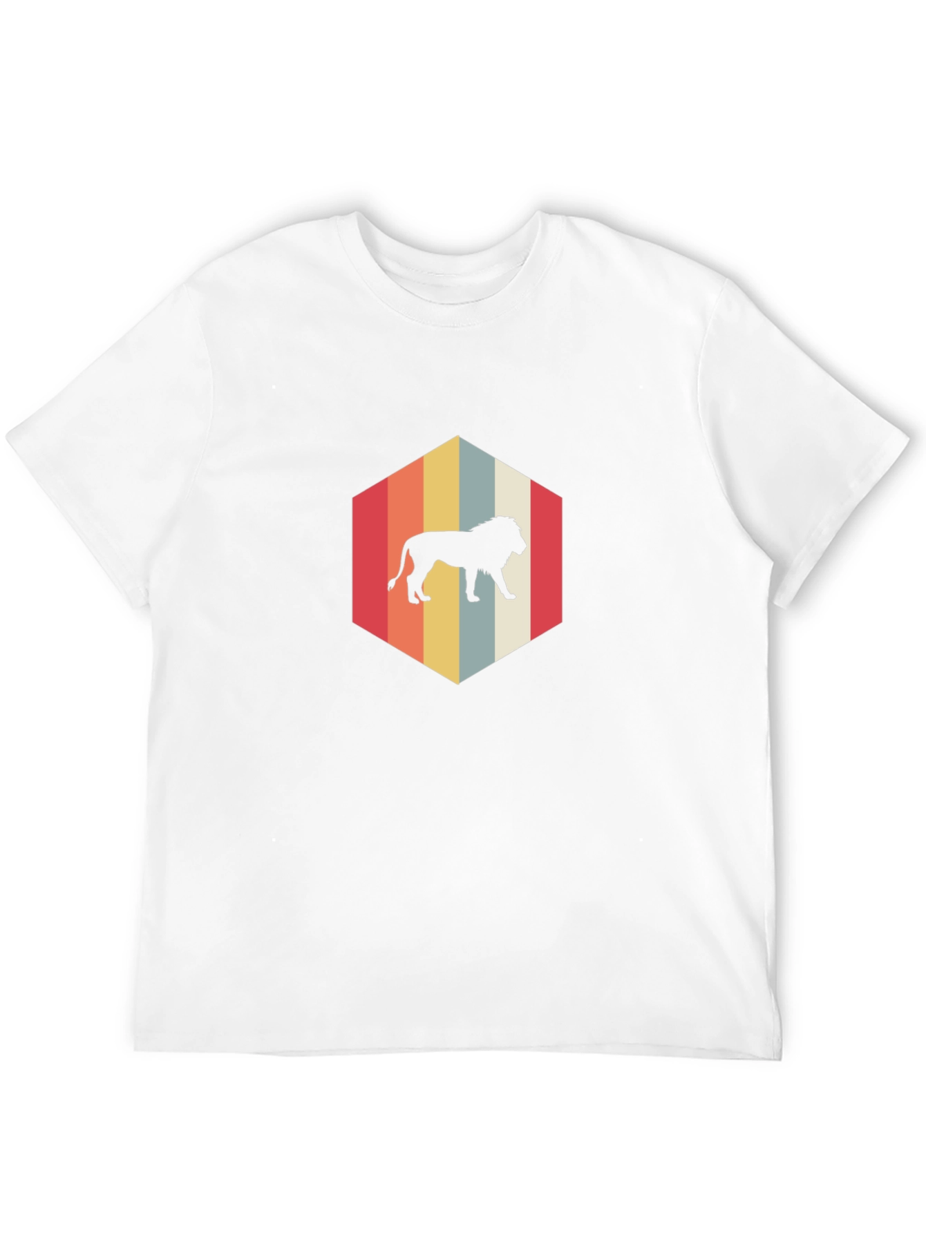Retro Lion Hexagon Graphic T-Shirt
