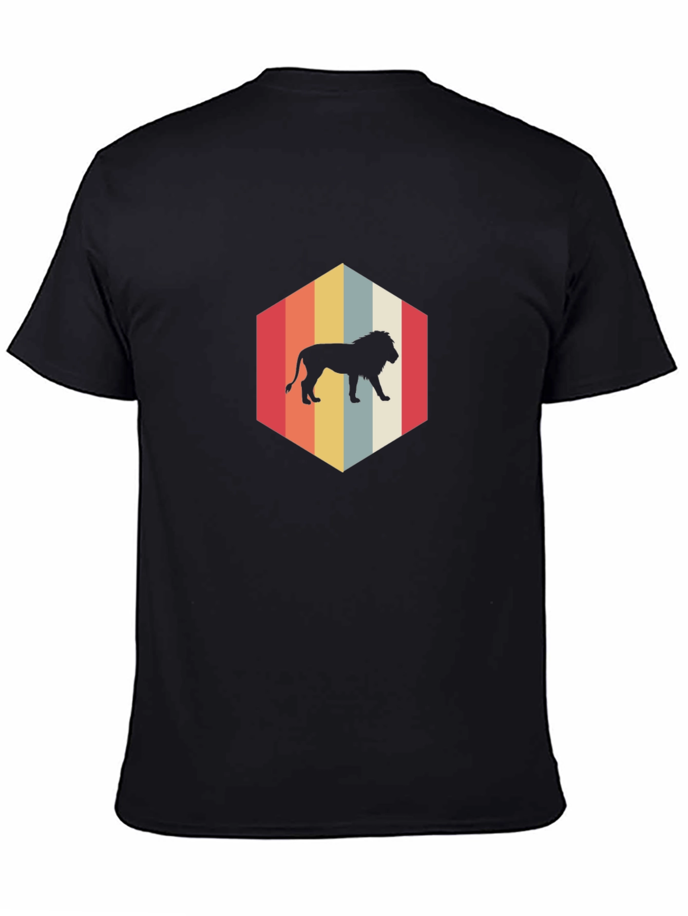 Retro Lion Hexagon Graphic T-Shirt