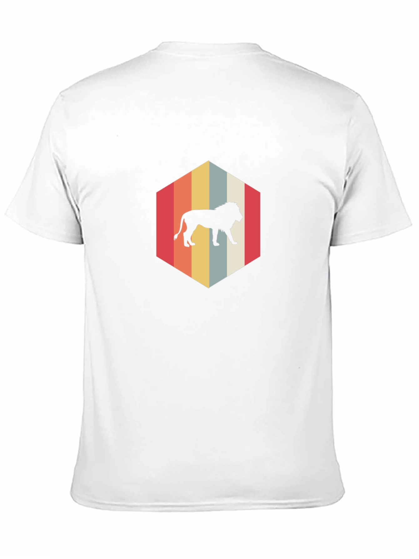 Retro Lion Hexagon Graphic T-Shirt