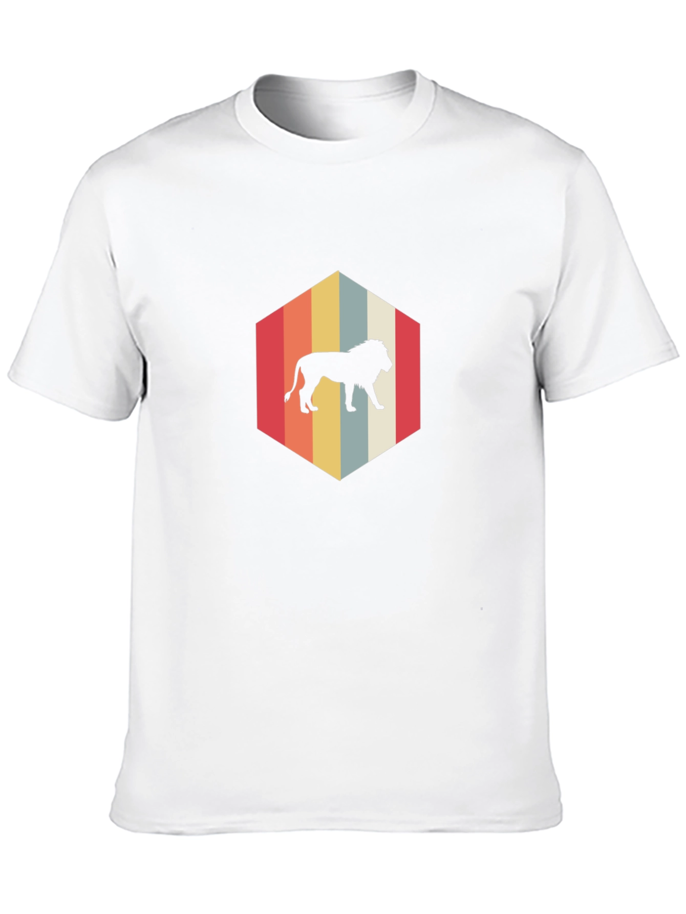 Retro Lion Hexagon Graphic T-Shirt