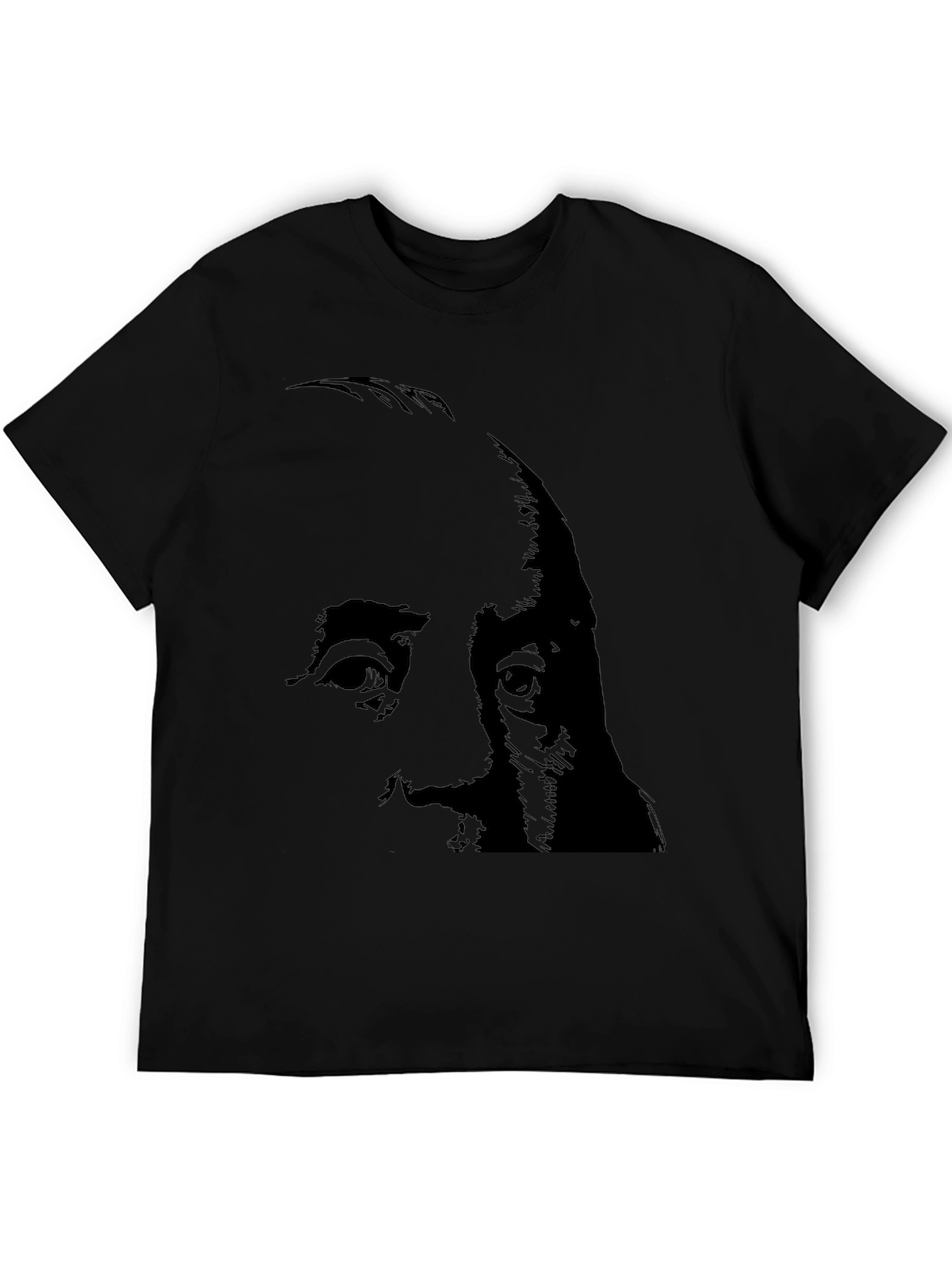 Black T-Shirt with Abstract Face Design