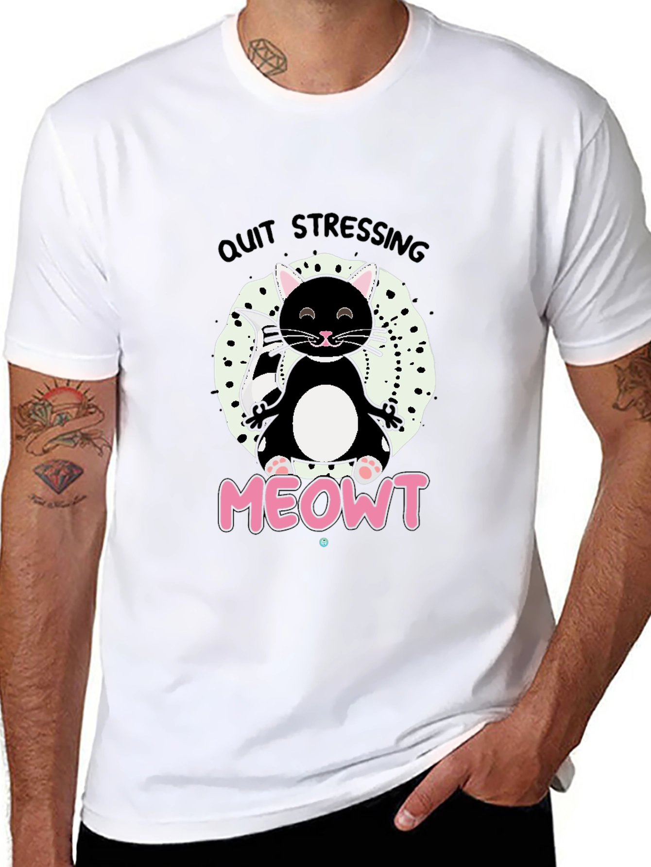 Quit Stressing MEOWT Black Graphic Tee