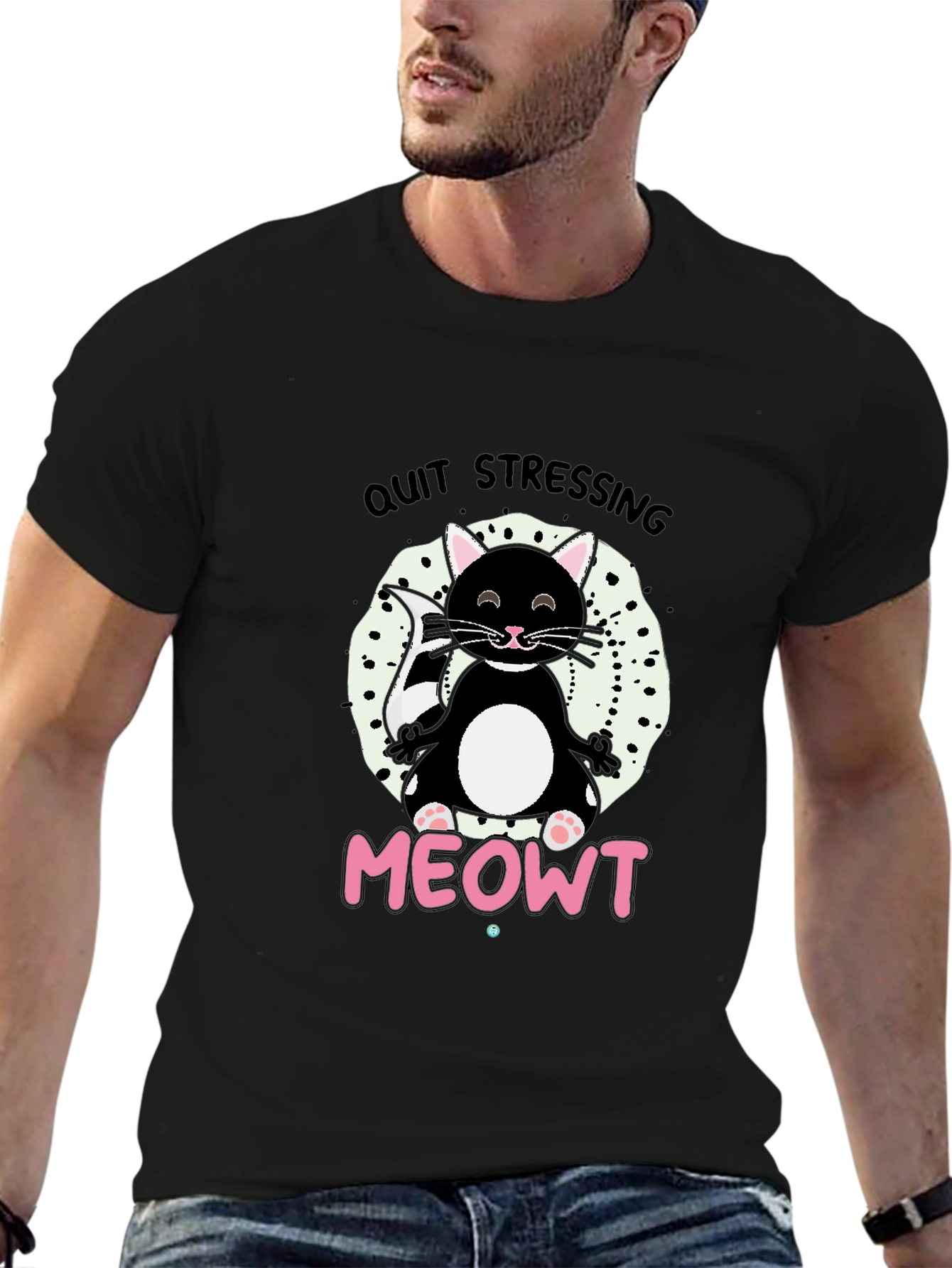 Quit Stressing MEOWT Black Graphic Tee