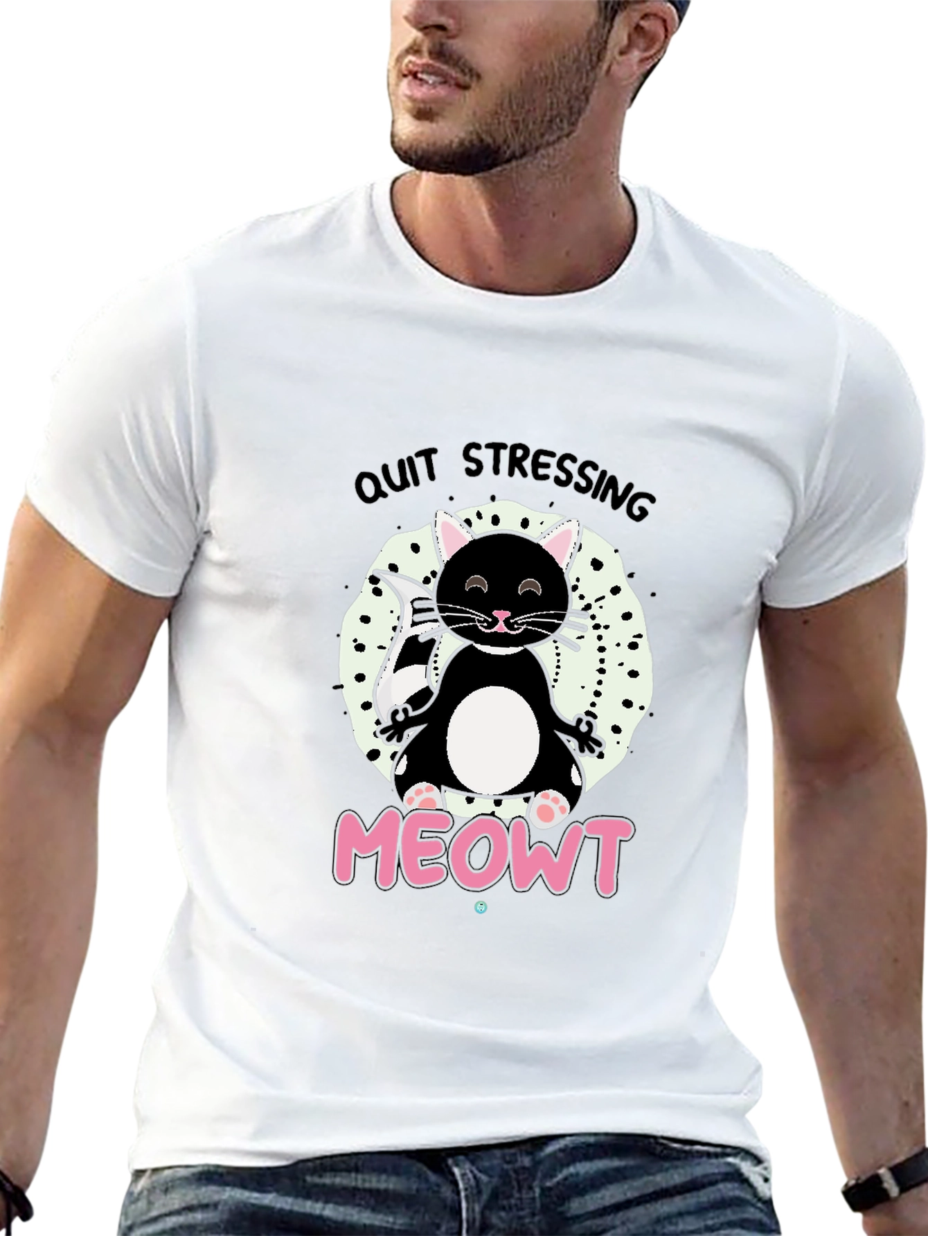 Quit Stressing MEOWT Black Graphic Tee