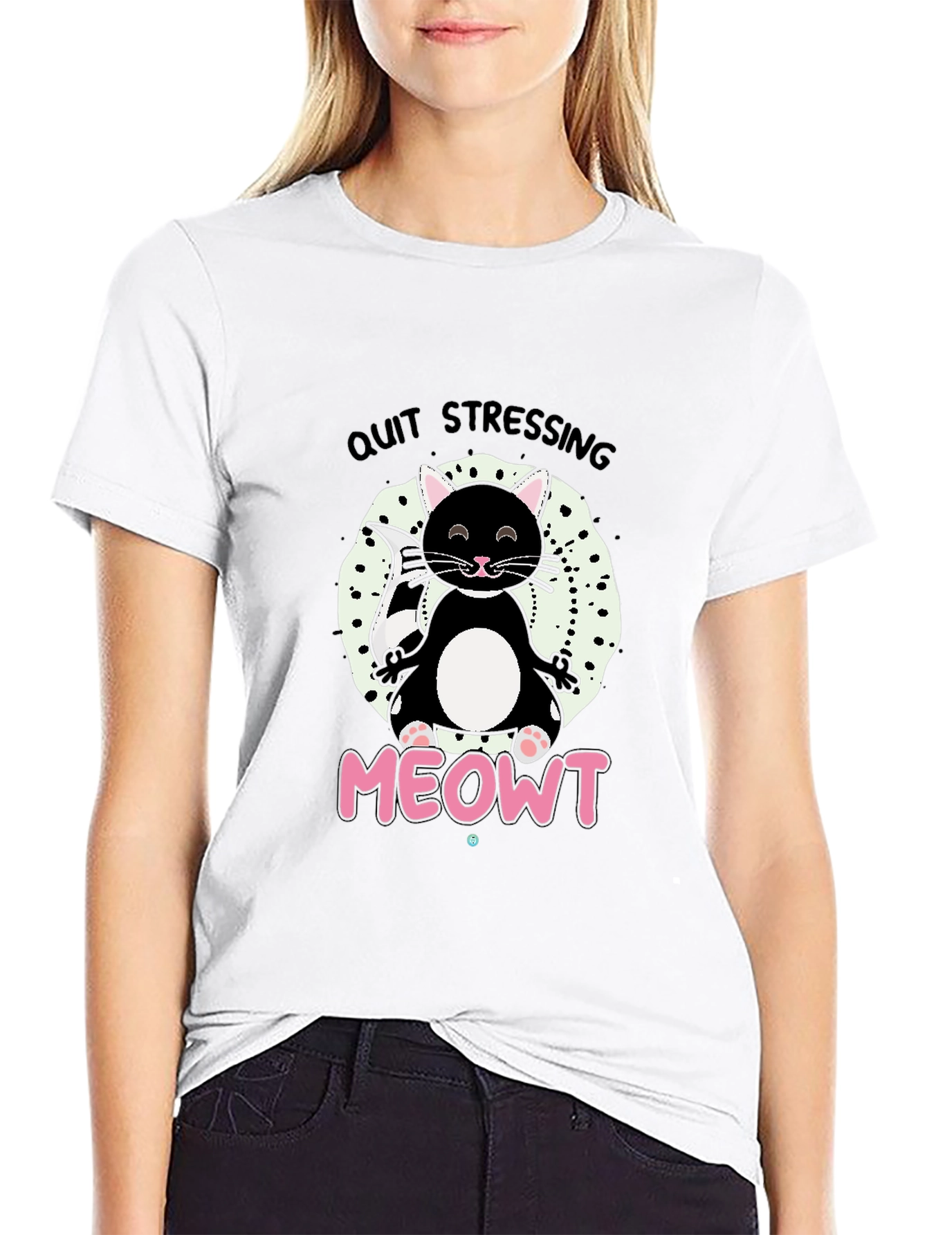 Quit Stressing MEOWT Black Graphic Tee