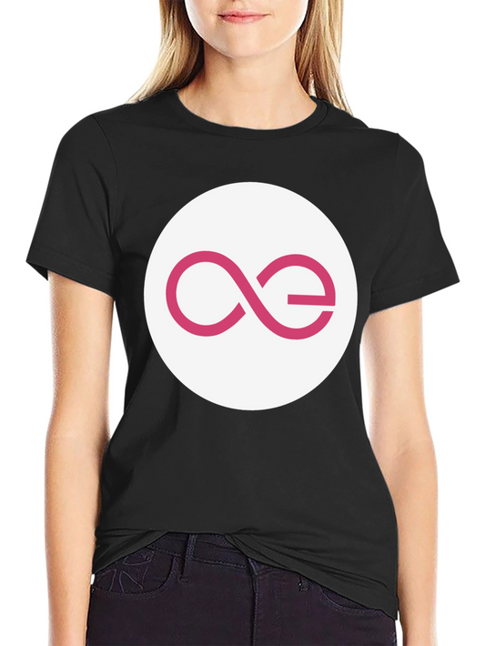 Black T-Shirt with Abstract Pink Logo Design