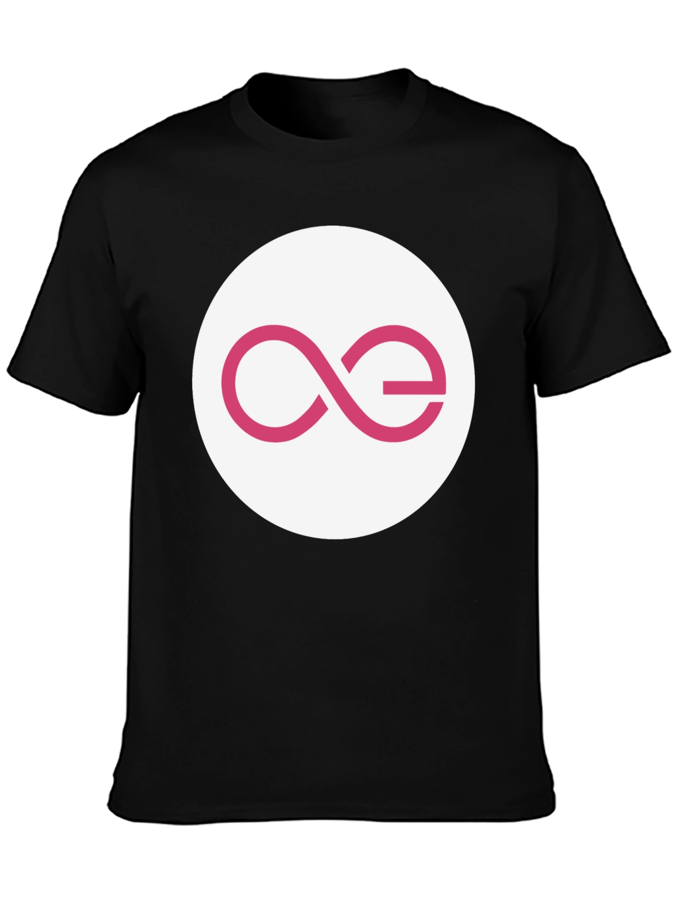 Black T-Shirt with Abstract Pink Logo Design