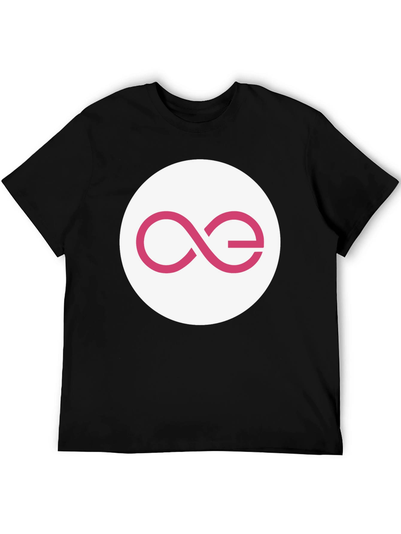 Black T-Shirt with Abstract Pink Logo Design