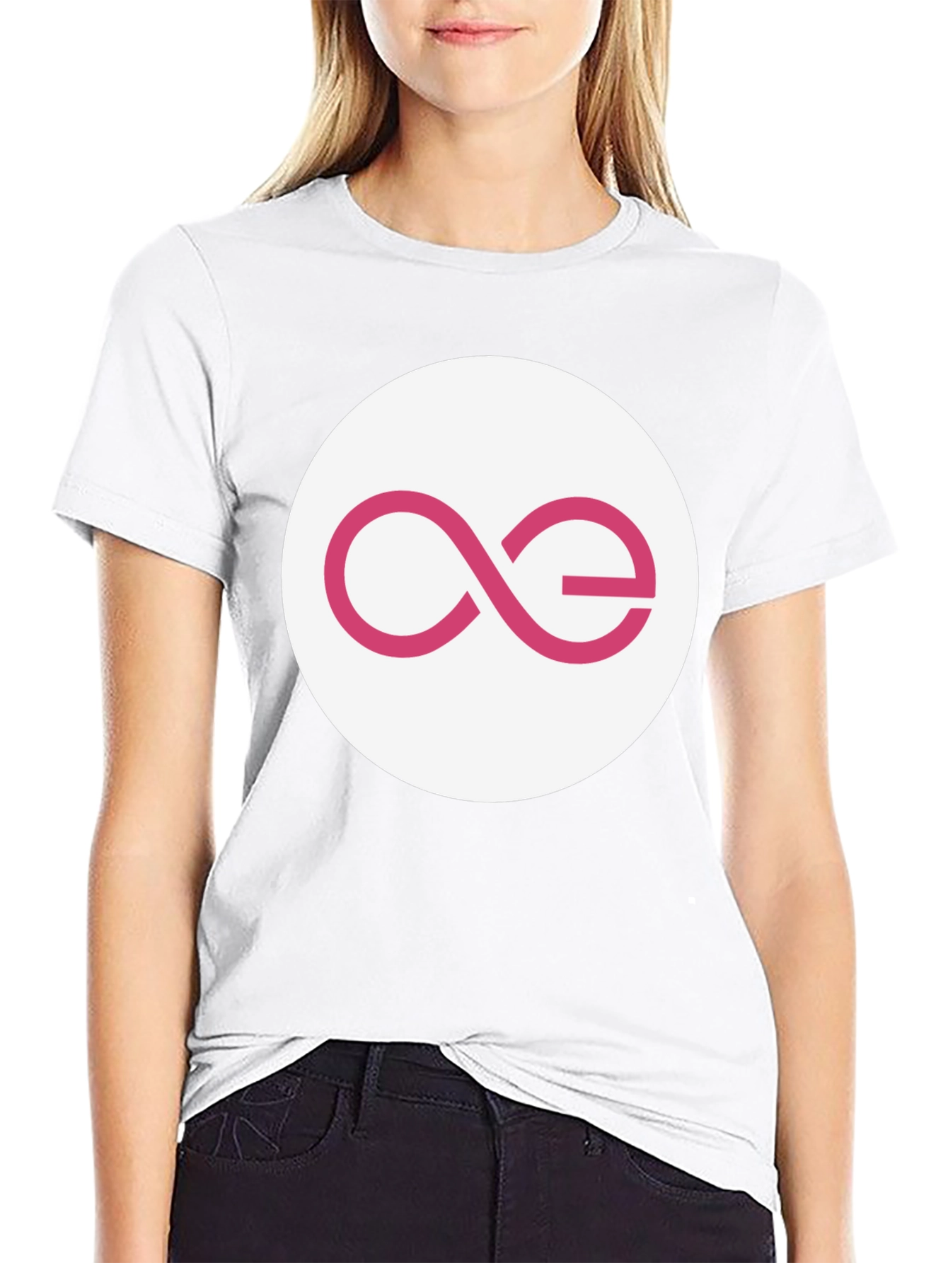 Black T-Shirt with Abstract Pink Logo Design