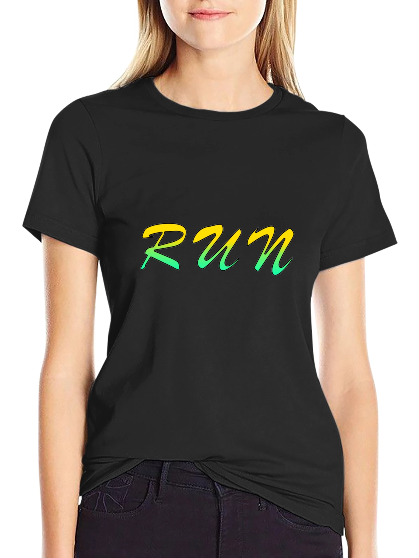 Mens Black RUN Graphic Tee