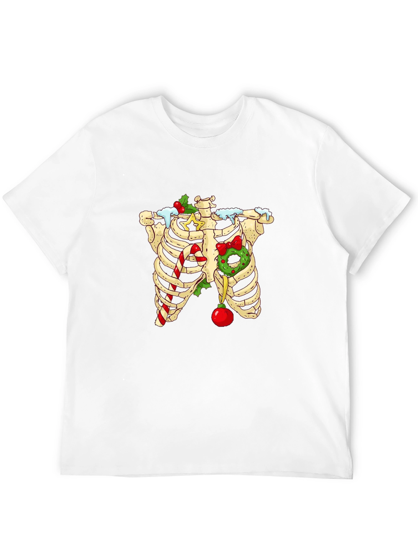 Christmas Skeleton Rib Cage T-Shirt - Holiday Humor