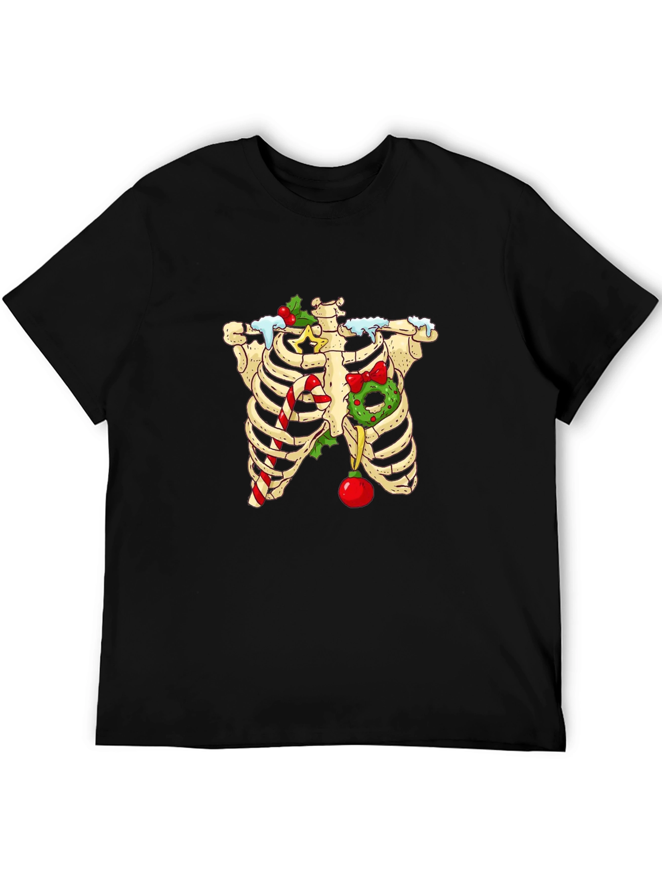 Christmas Skeleton Rib Cage T-Shirt - Holiday Humor