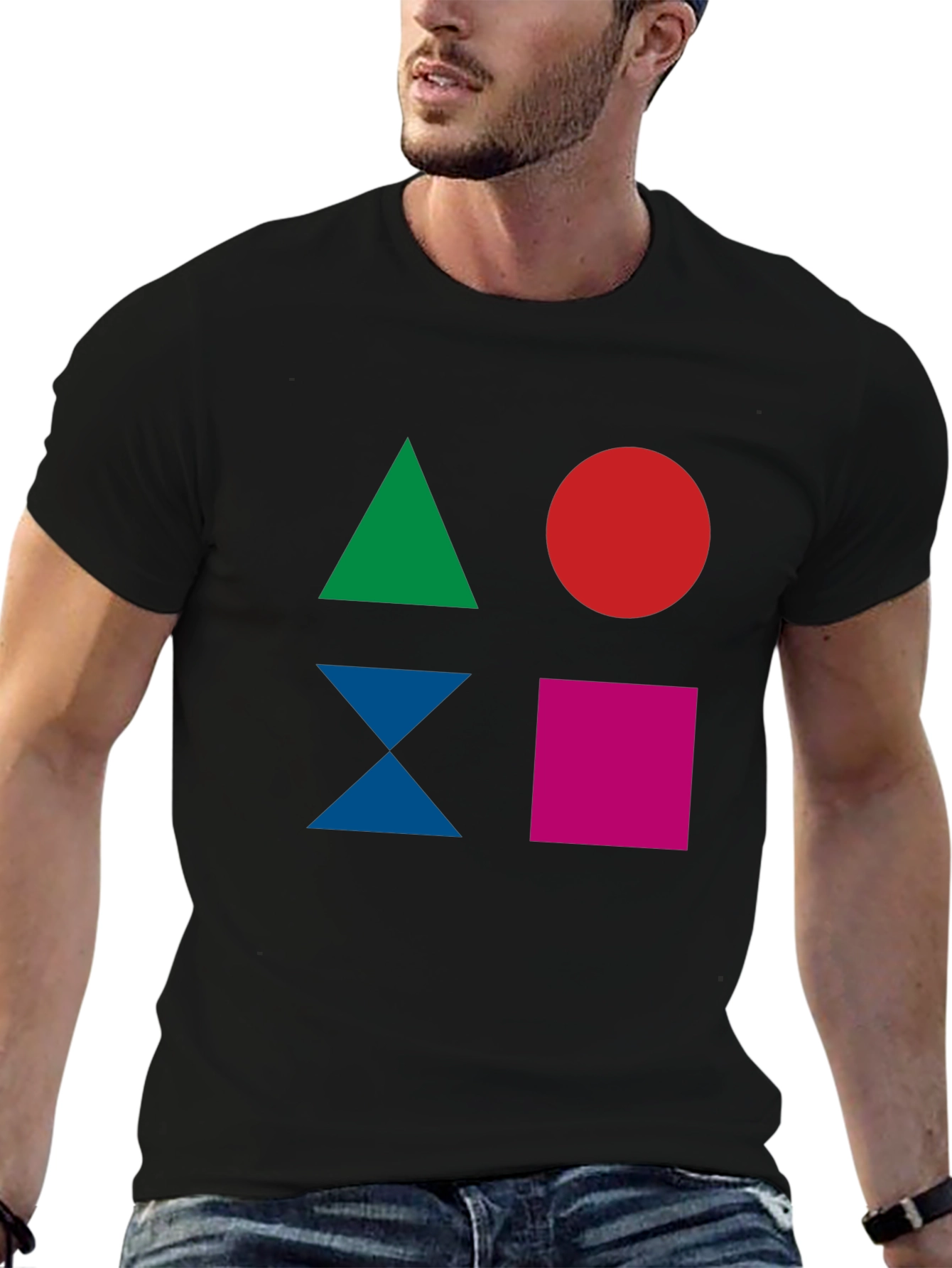 Geometric Shapes Graphic Tee - Modern Mens T-Shirt