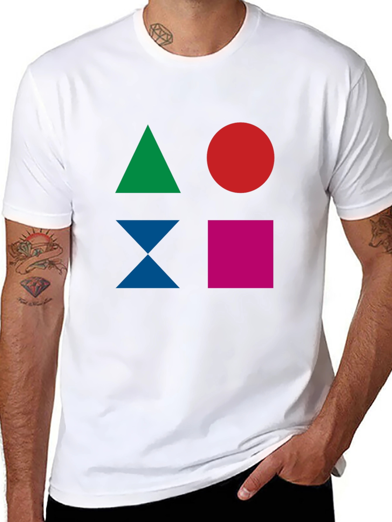 Geometric Shapes Graphic Tee - Modern Mens T-Shirt