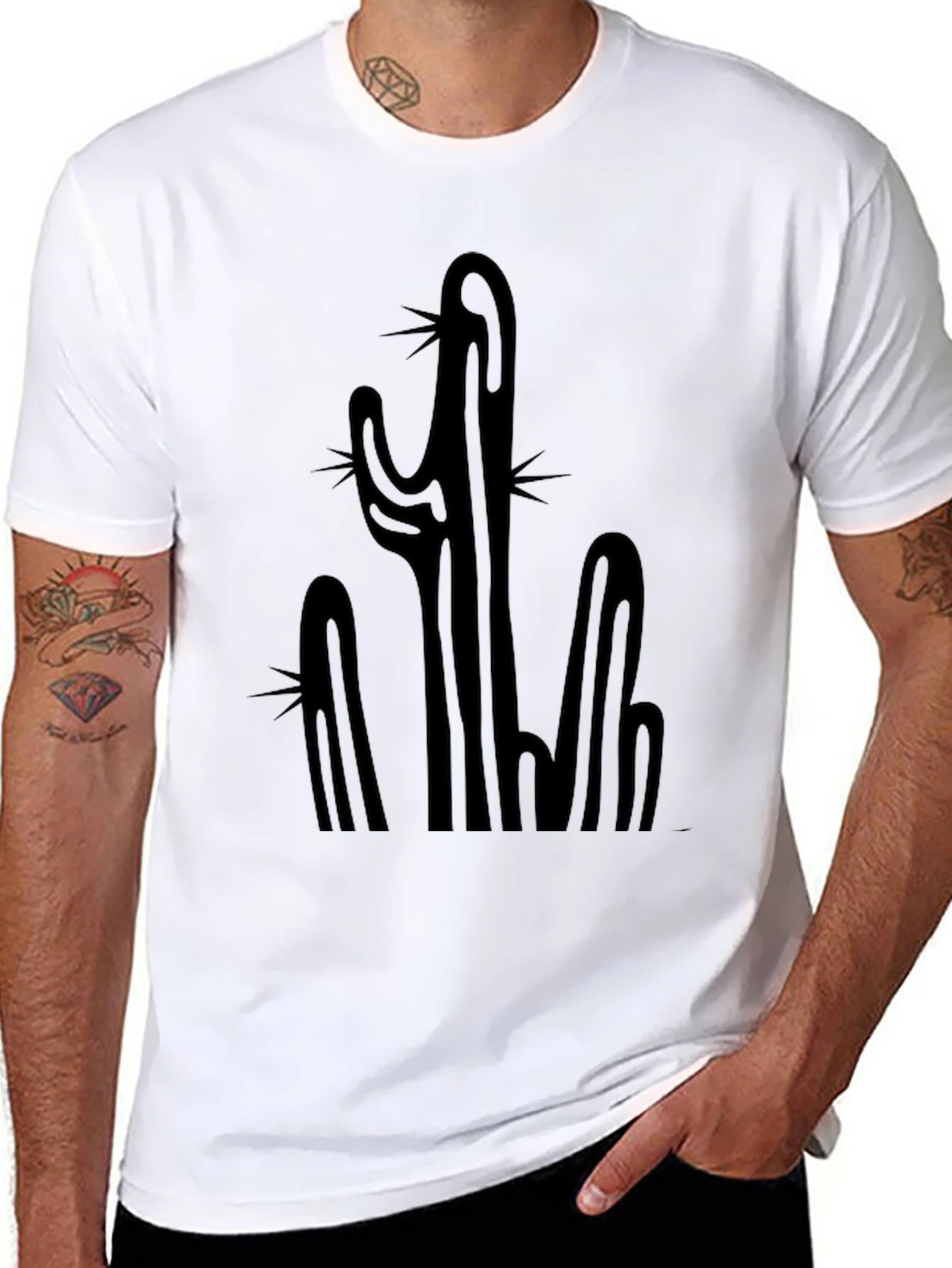 Cactus Graphic Print Tee - Black