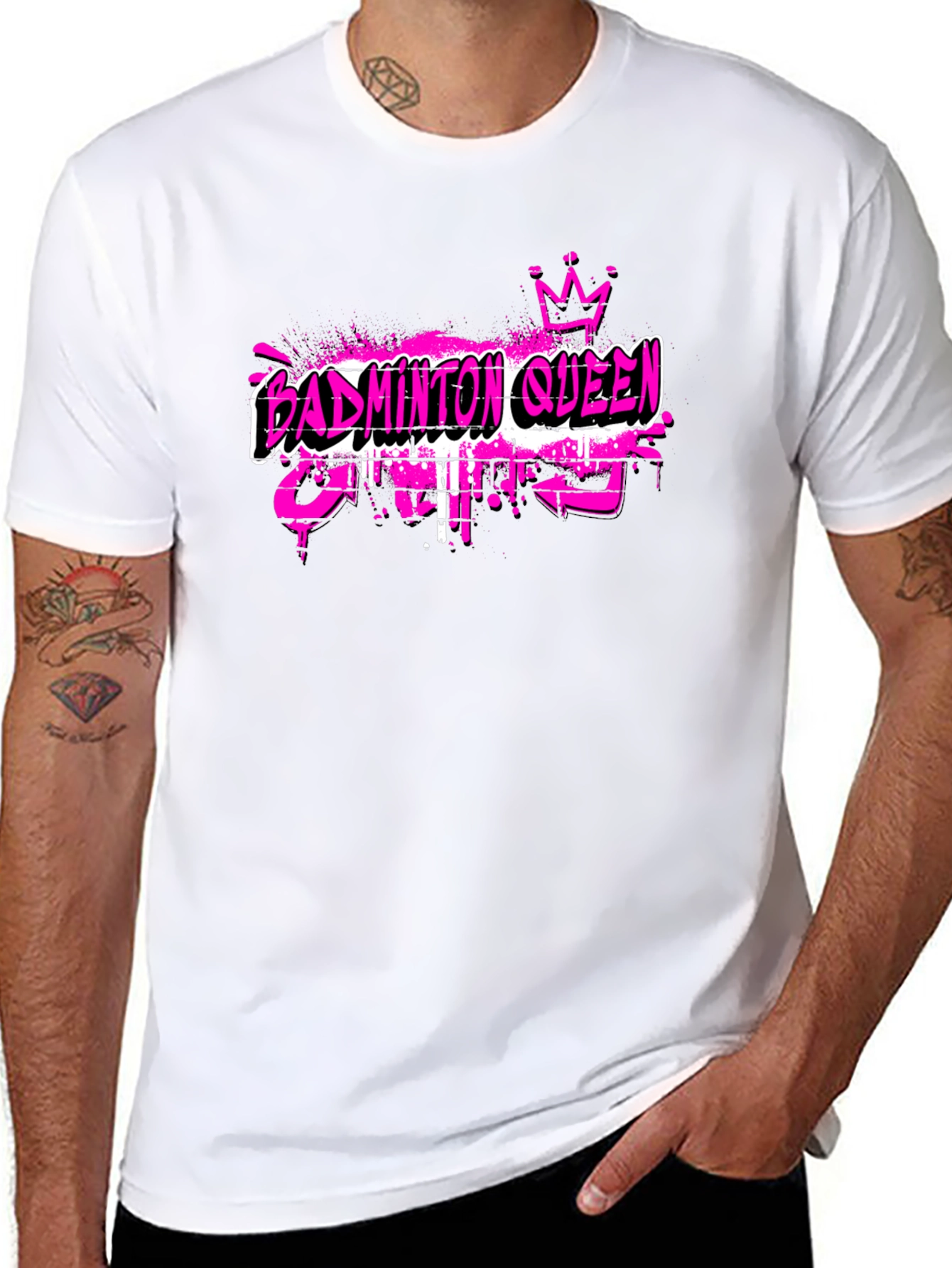Badminton Queen Graphic Tee - Black