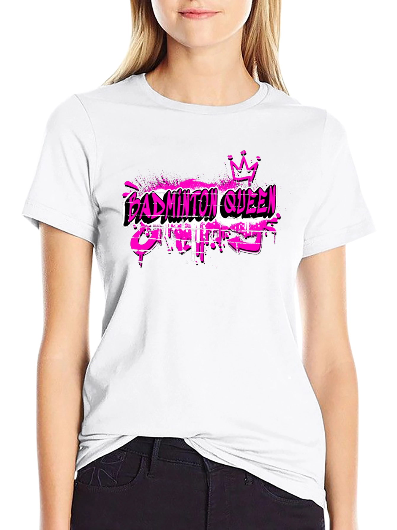 Badminton Queen Graphic Tee - Black