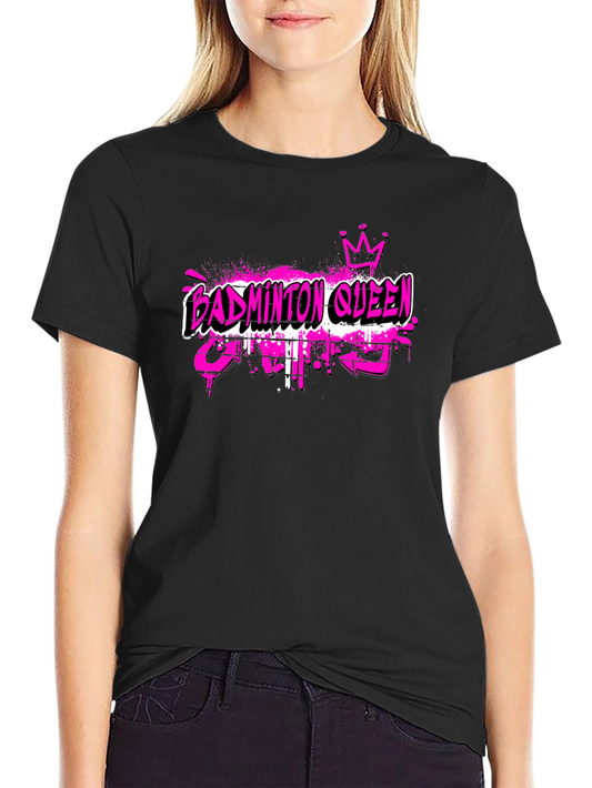 Badminton Queen Graphic Tee - Black