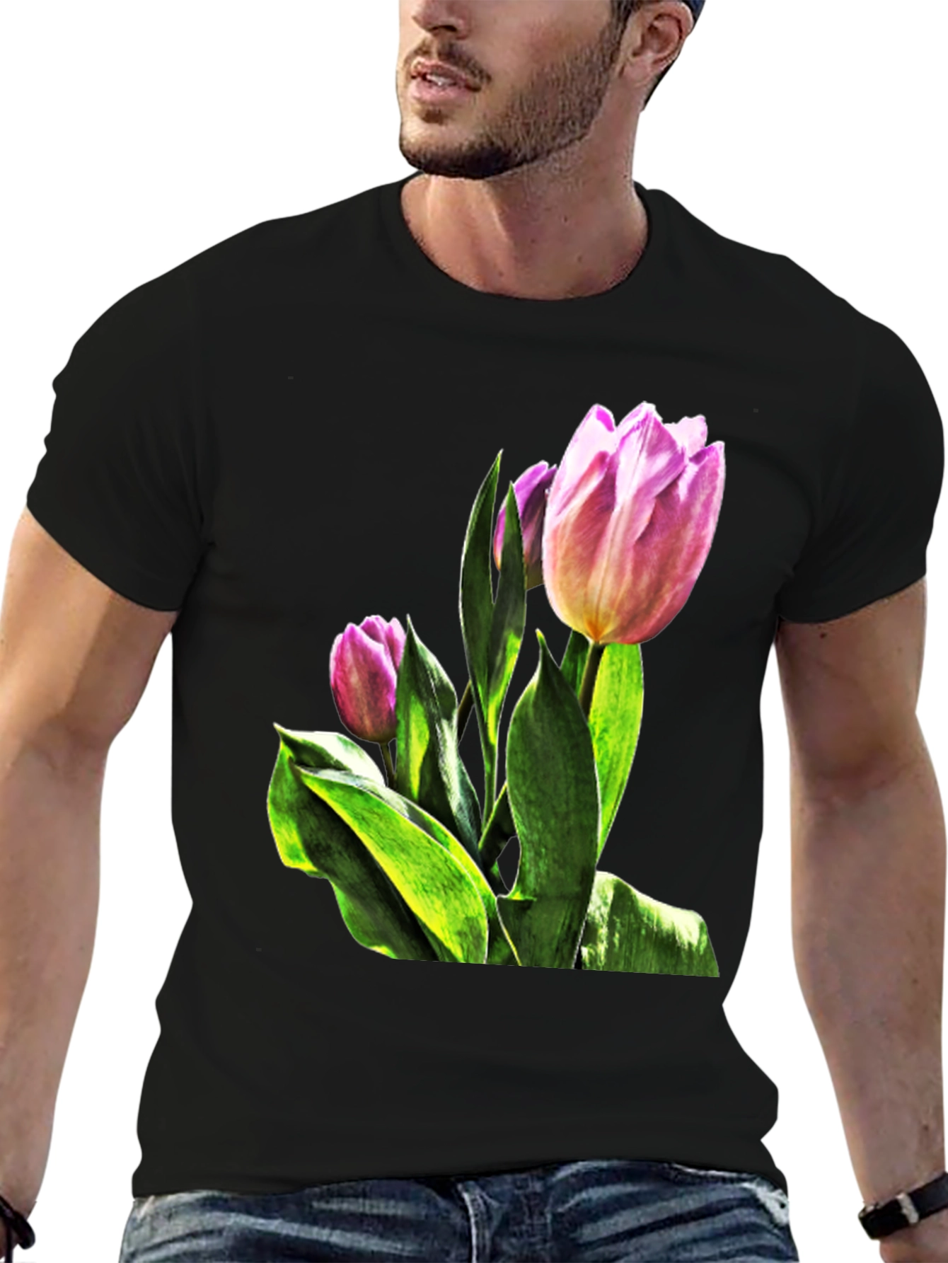 Tulip Flower Graphic T-Shirt - Stylish Floral Tee