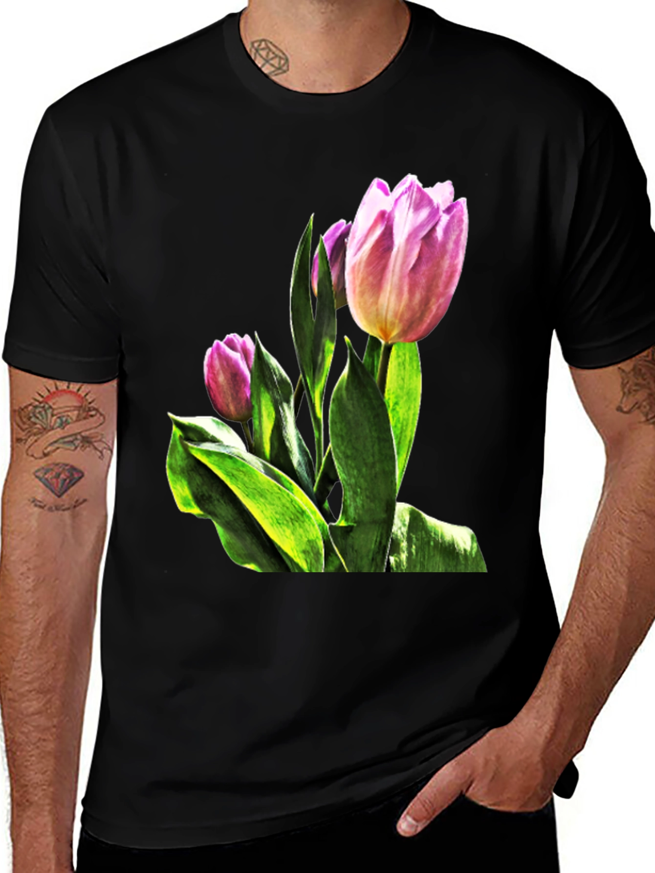 Tulip Flower Graphic T-Shirt - Stylish Floral Tee