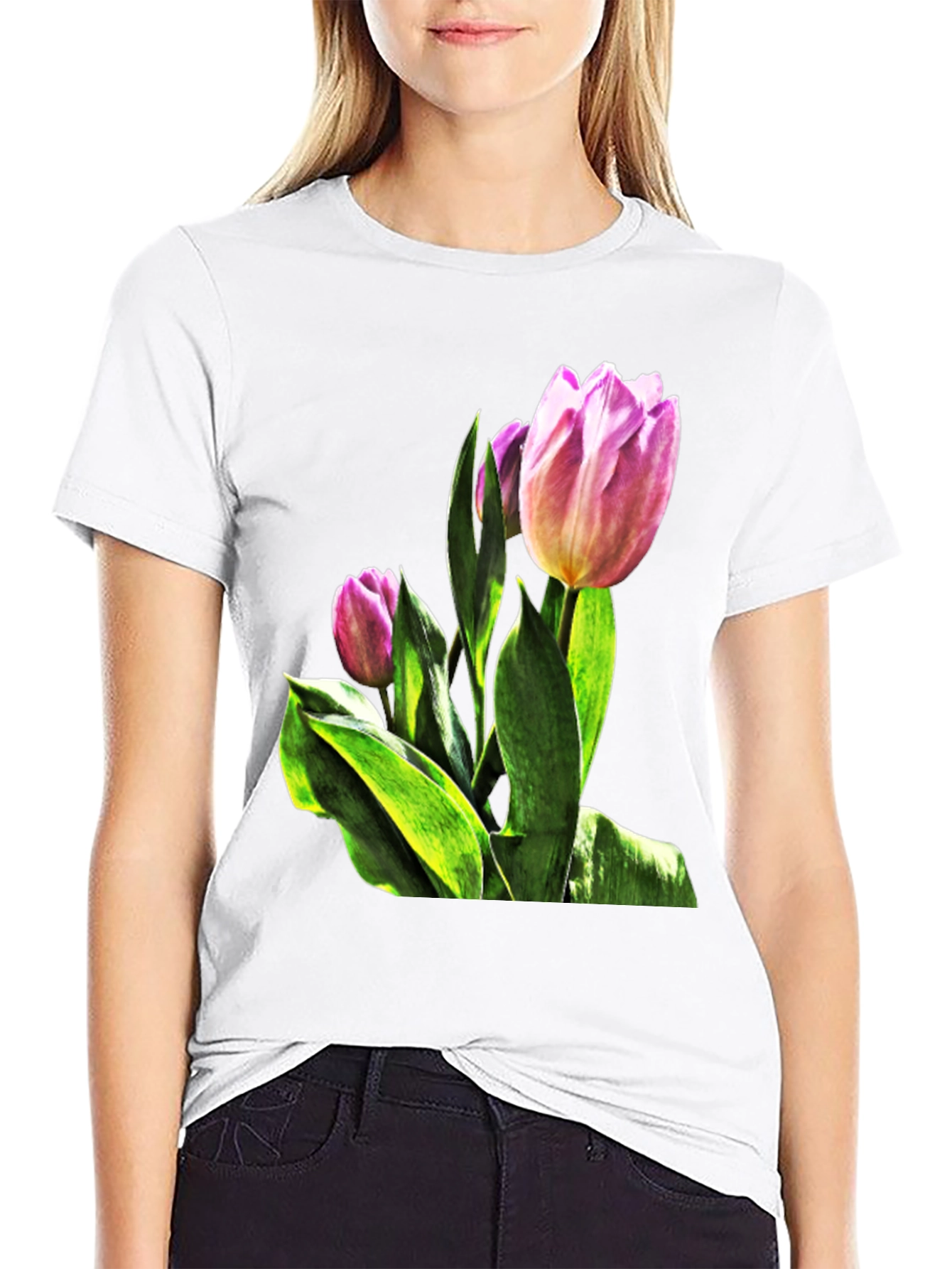 Tulip Flower Graphic T-Shirt - Stylish Floral Tee