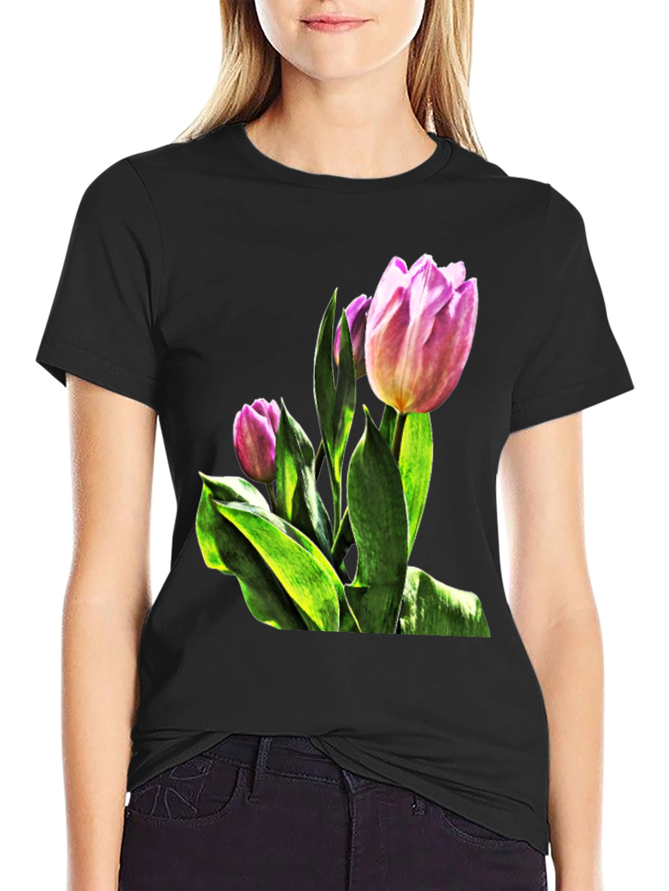 Tulip Flower Graphic T-Shirt - Stylish Floral Tee