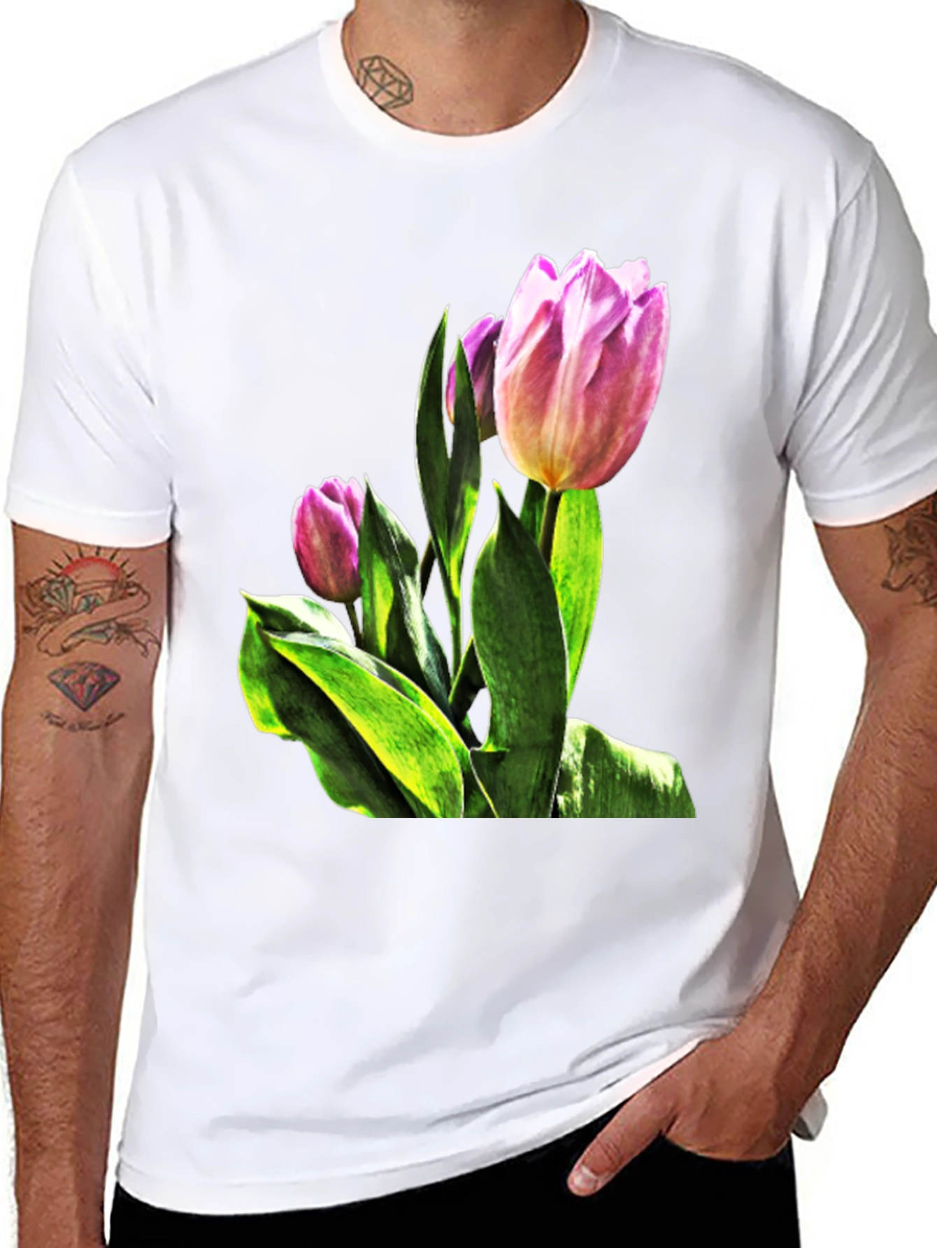 Tulip Flower Graphic T-Shirt - Stylish Floral Tee