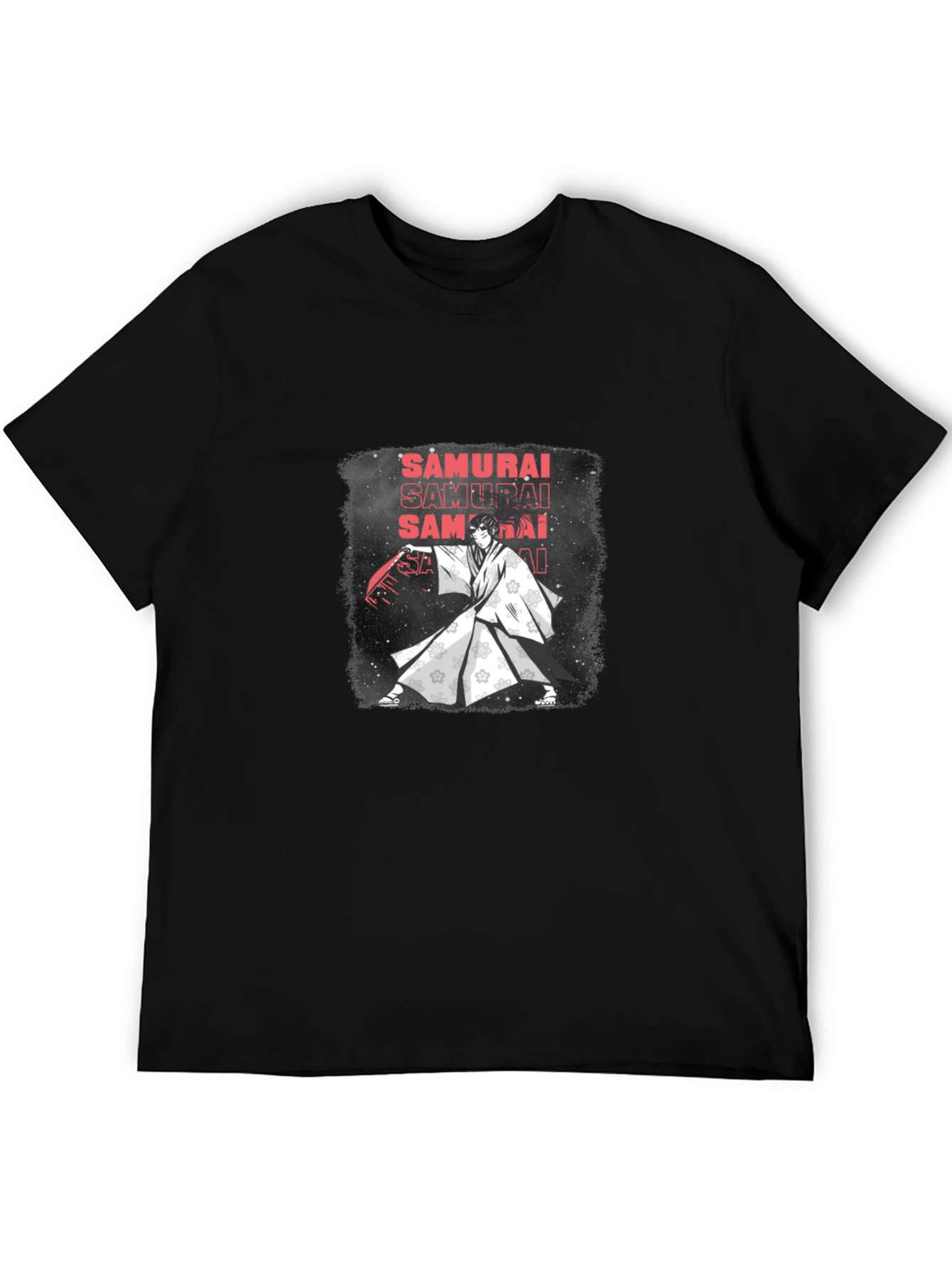 Samurai Graphic Print Black T-Shirt