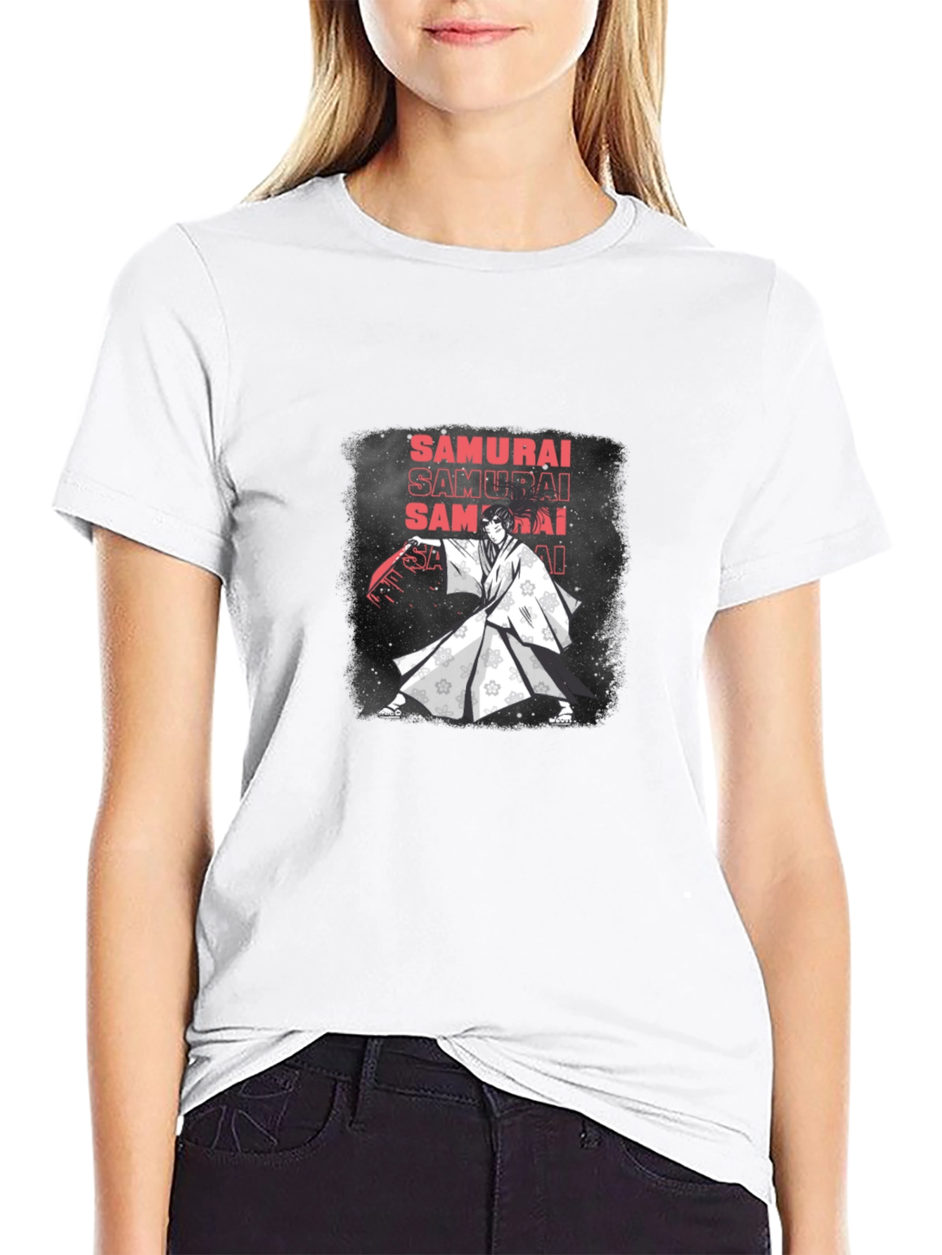 Samurai Graphic Print Black T-Shirt