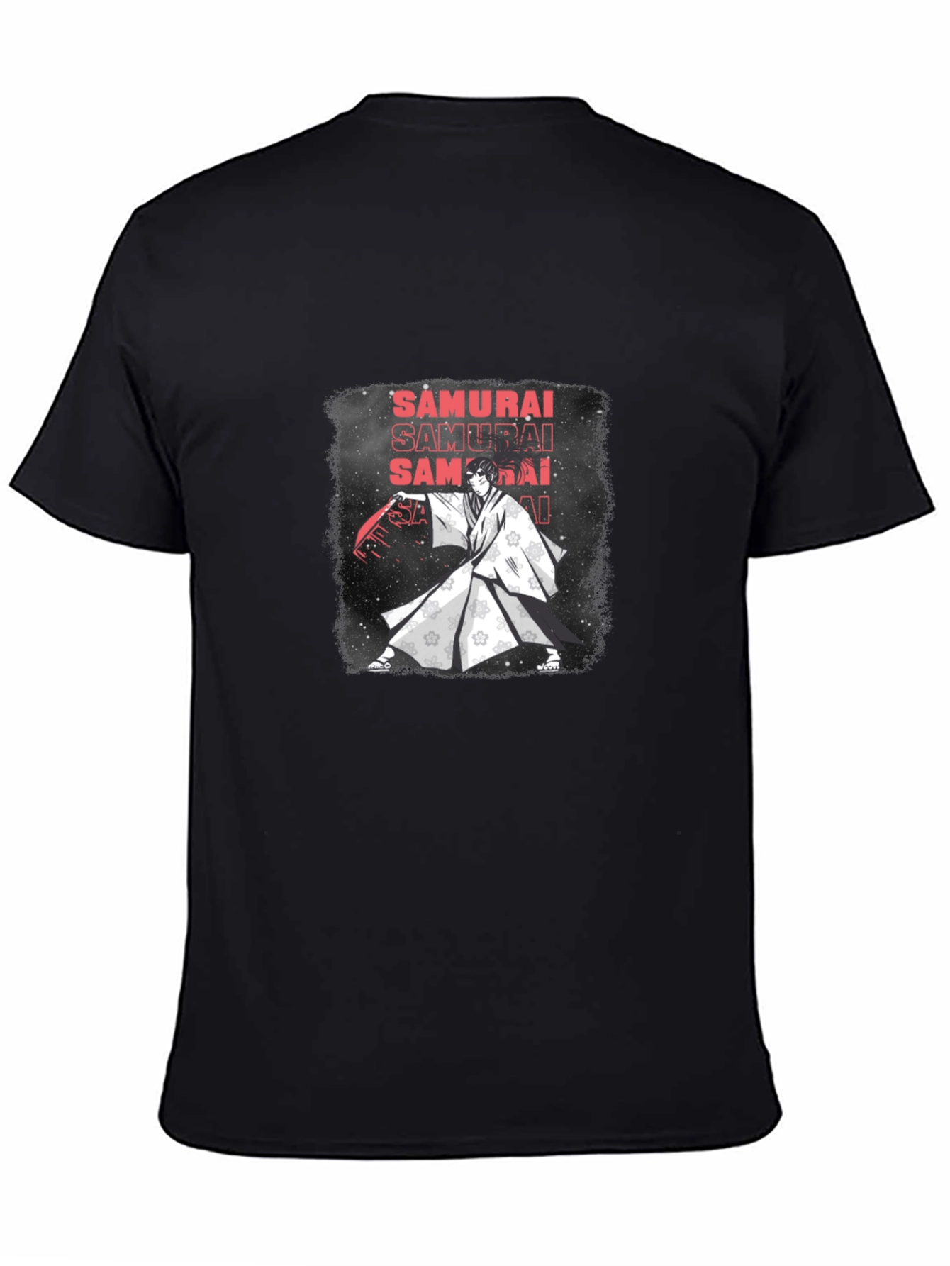 Samurai Graphic Print Black T-Shirt