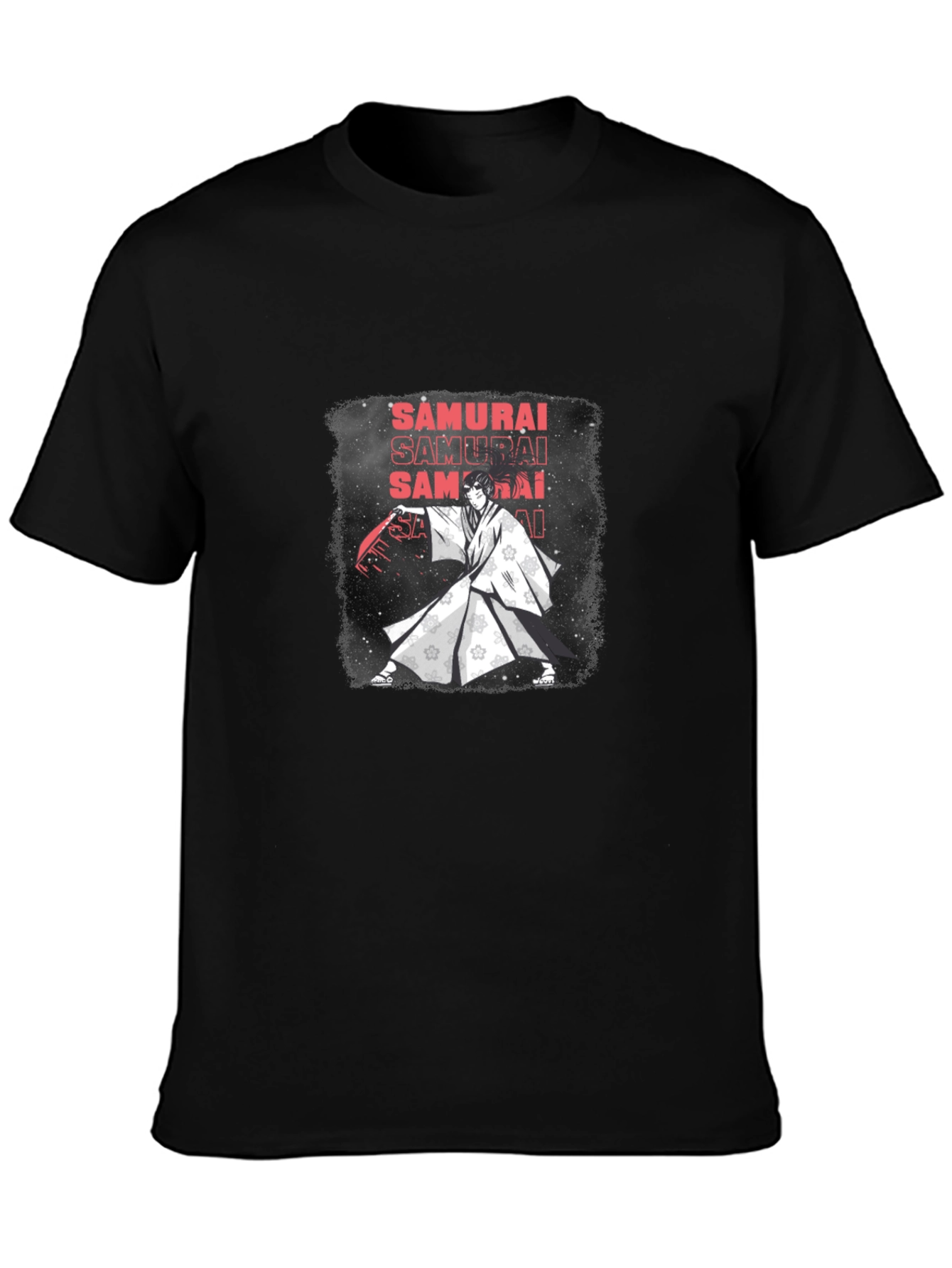 Samurai Graphic Print Black T-Shirt