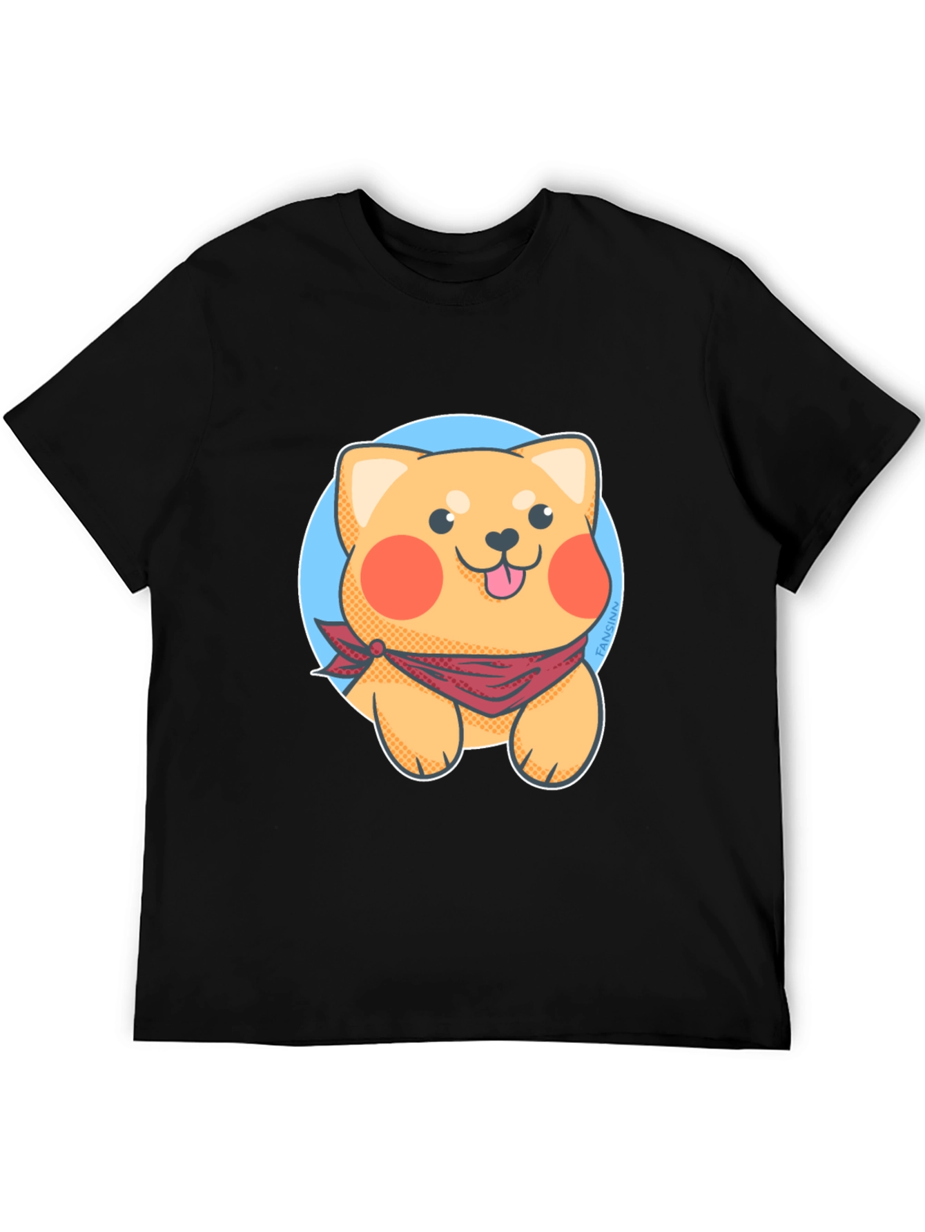 Cute Cartoon Dog Graphic Tee - Black