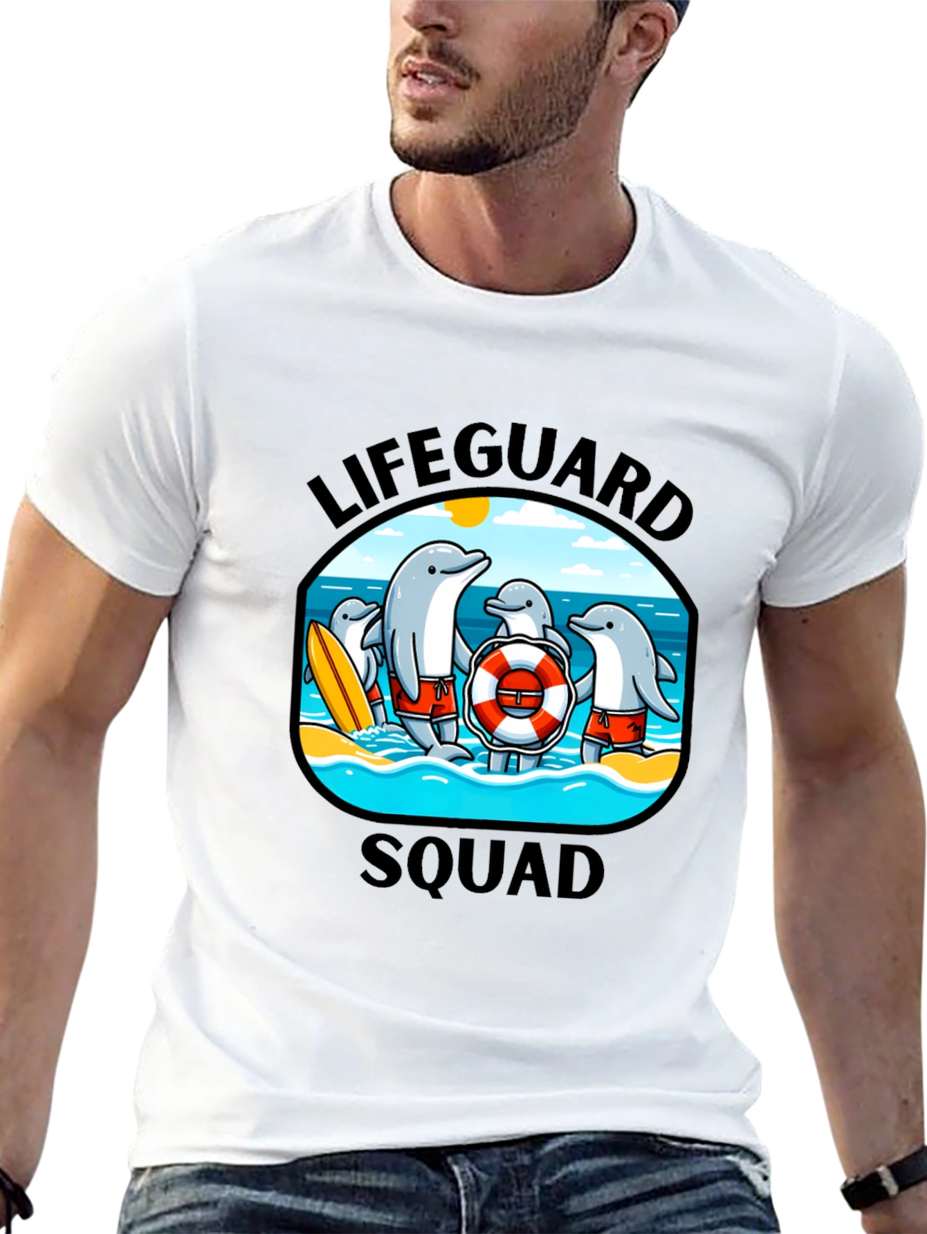 Lifeguard Squad Dolphin Graphic T-Shirt