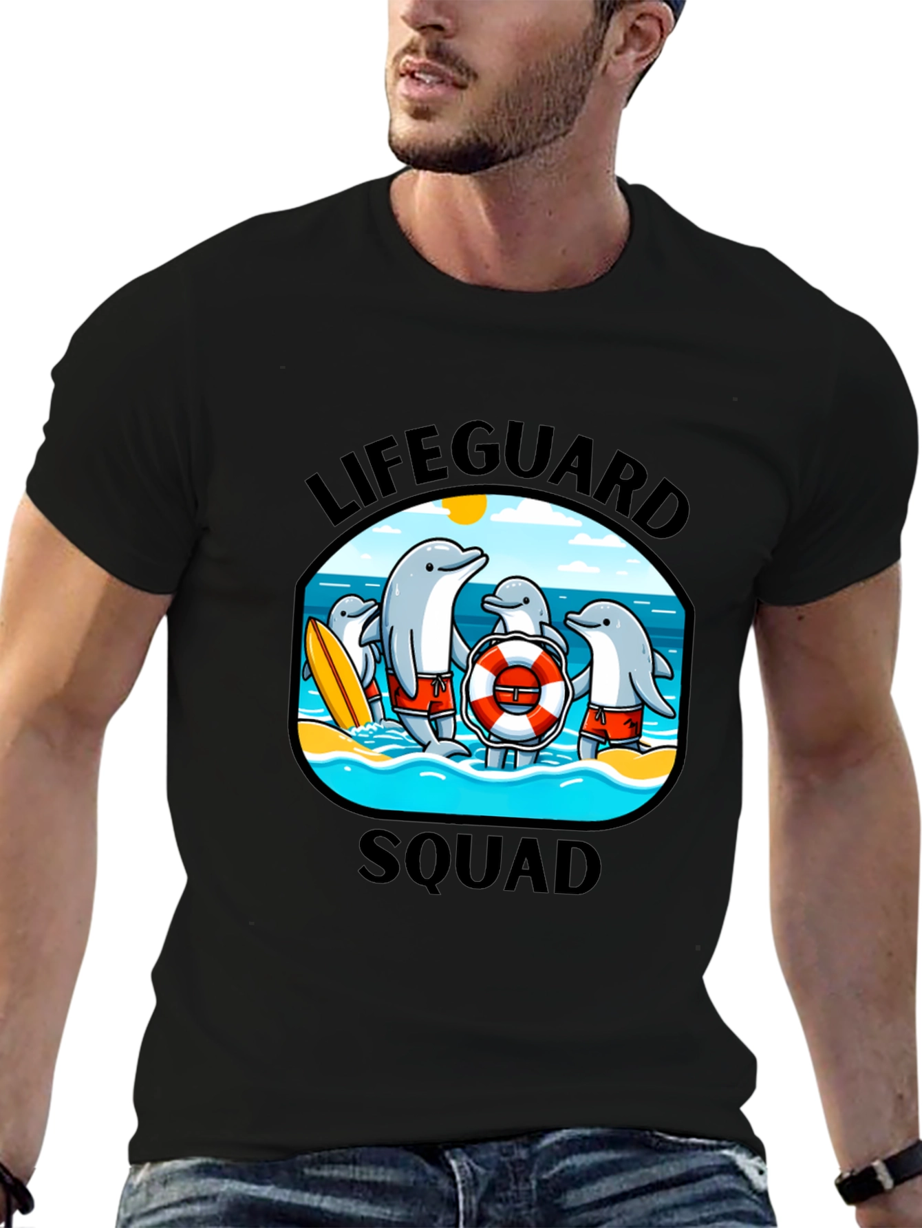 Lifeguard Squad Dolphin Graphic T-Shirt