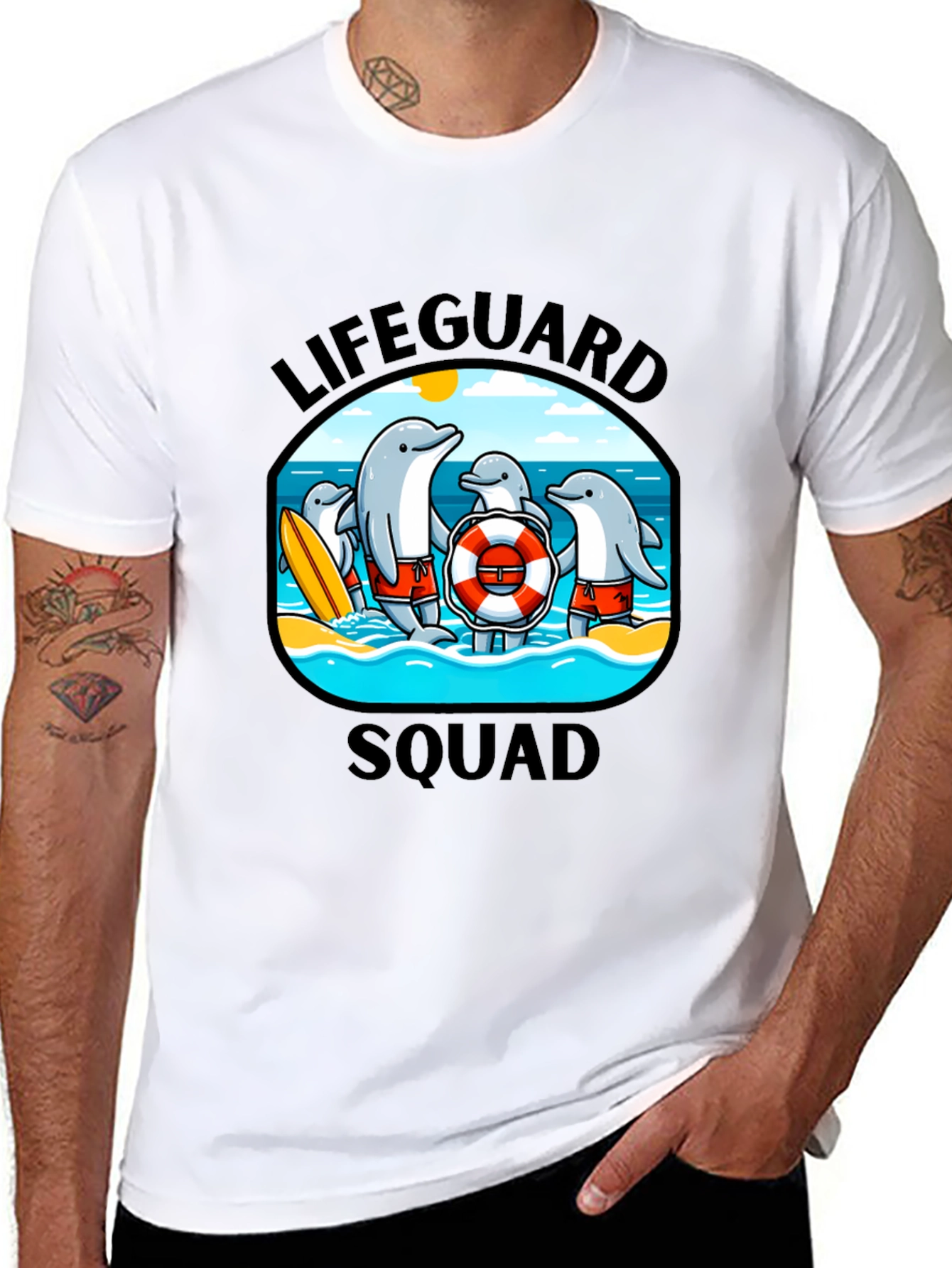 Lifeguard Squad Dolphin Graphic T-Shirt