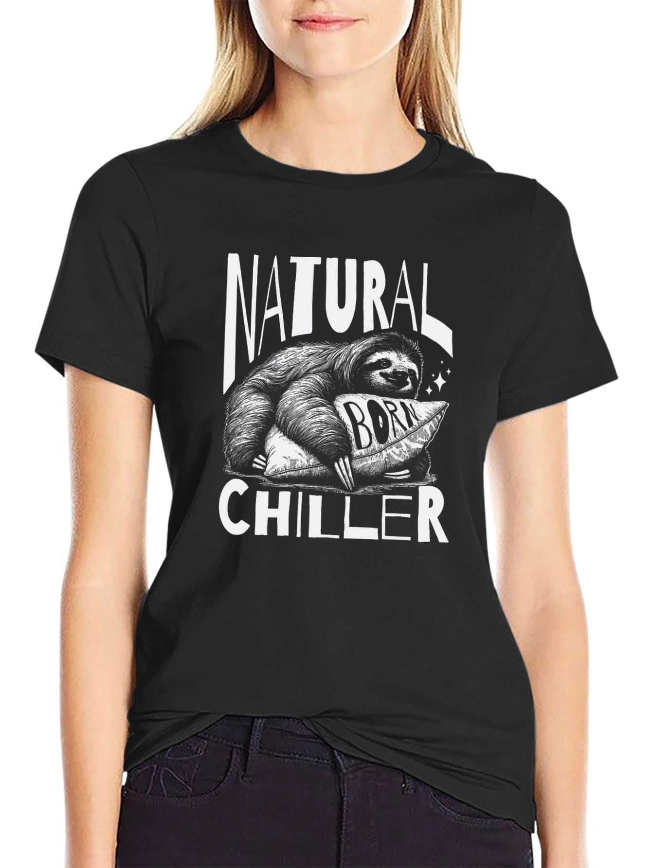 Natural Chiller Sloth Graphic Tee - Relaxed Fit