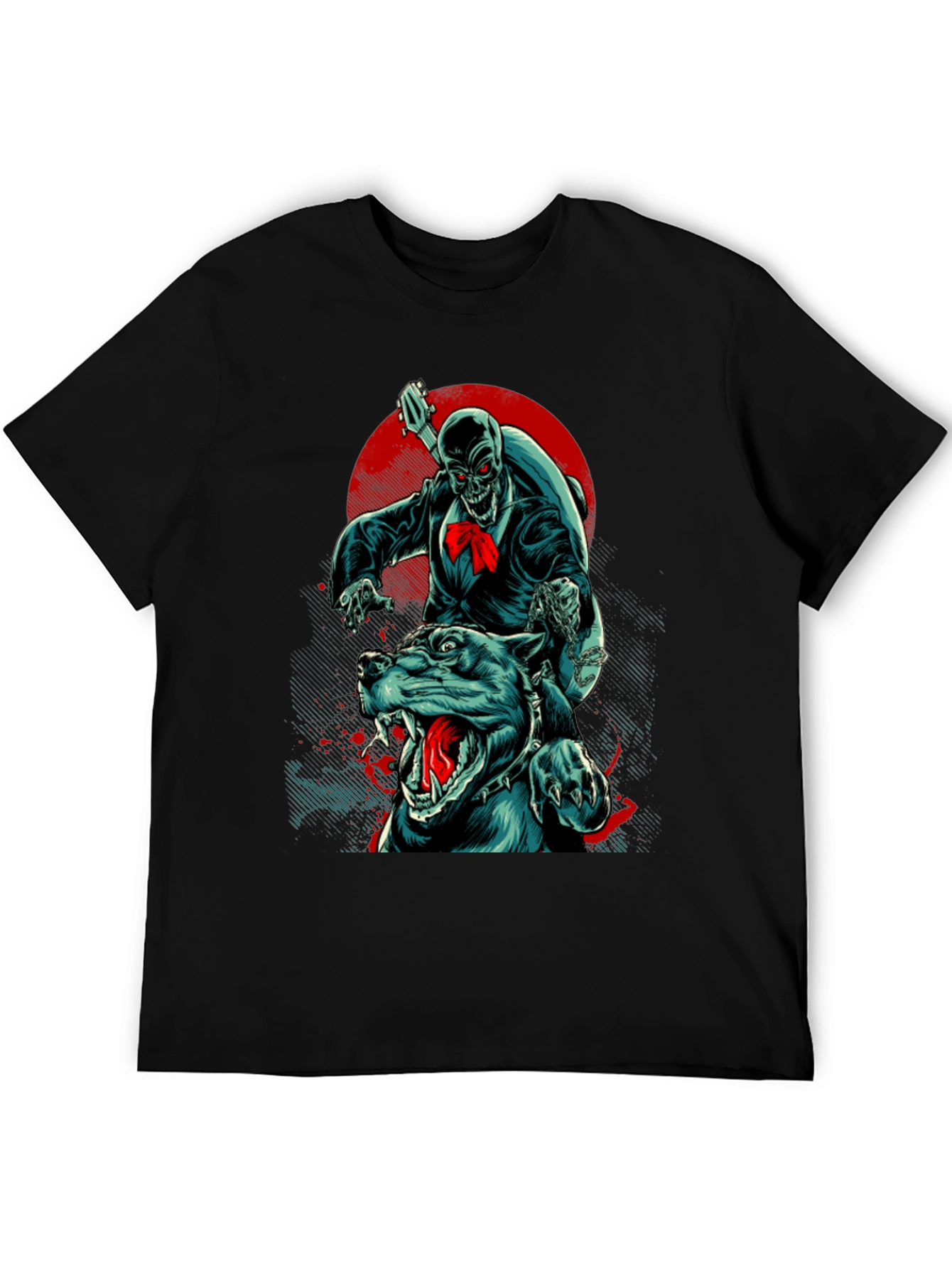 Skeleton Riding Dog Graphic T-Shirt