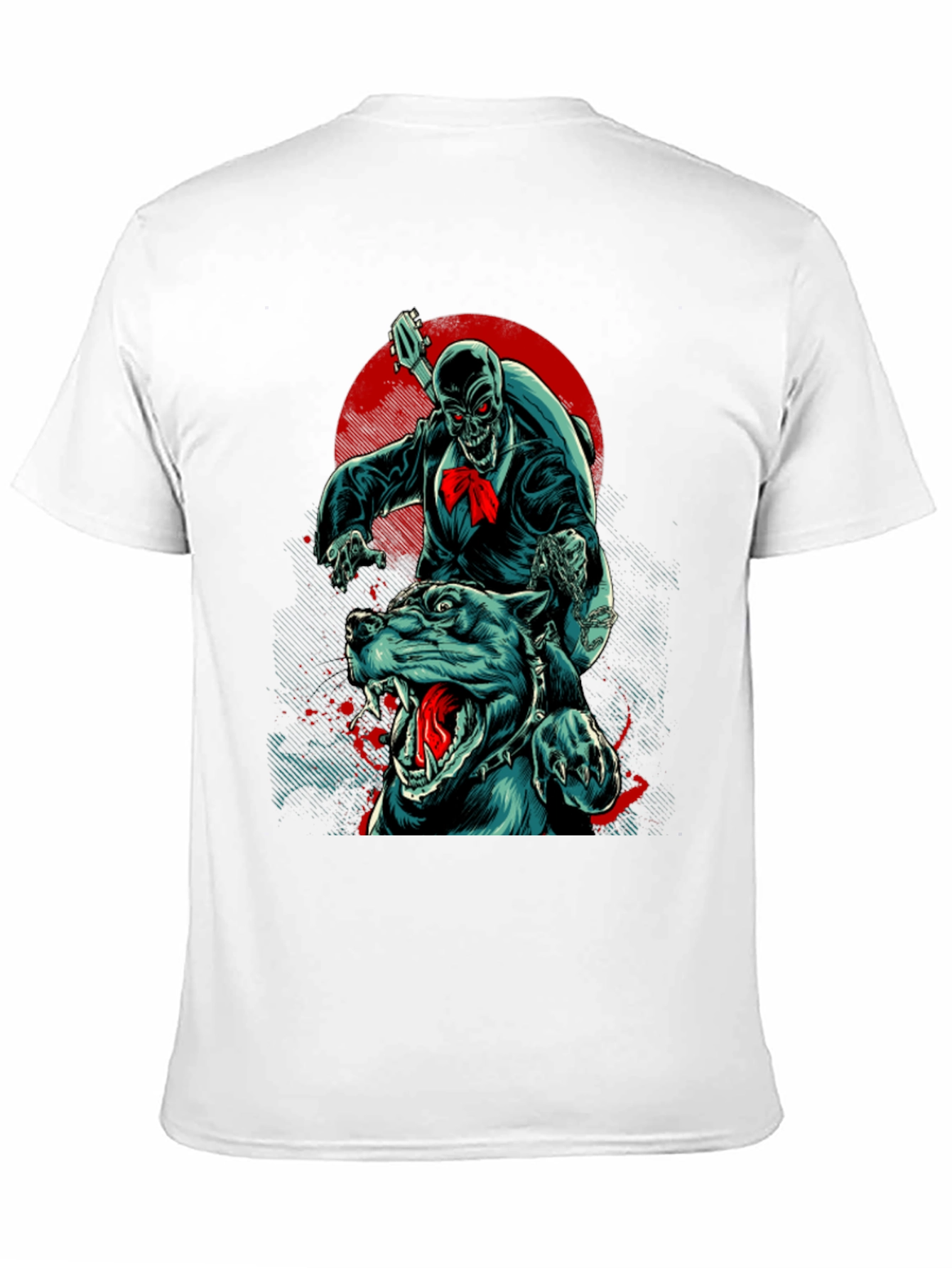 Skeleton Riding Dog Graphic T-Shirt