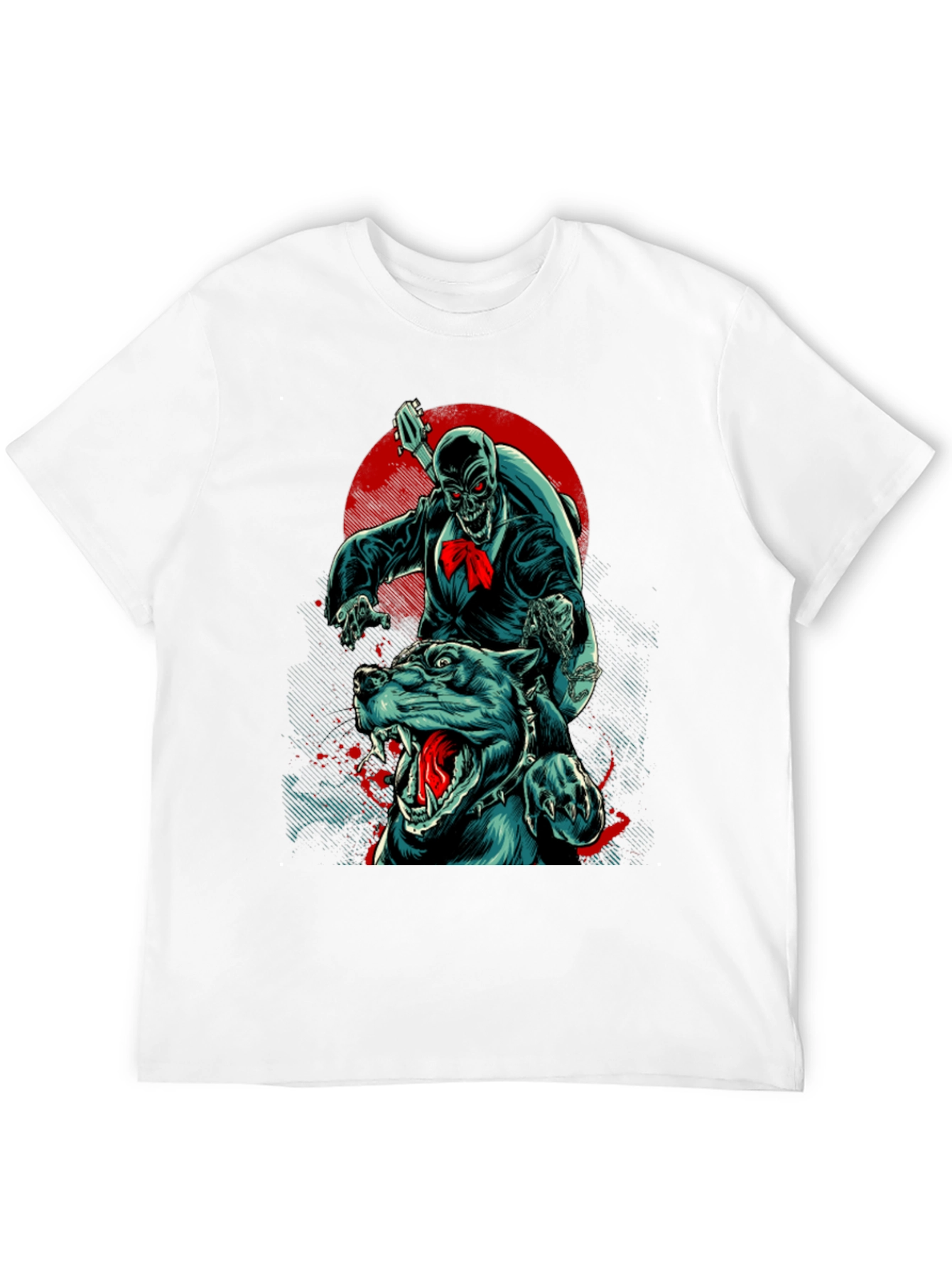 Skeleton Riding Dog Graphic T-Shirt