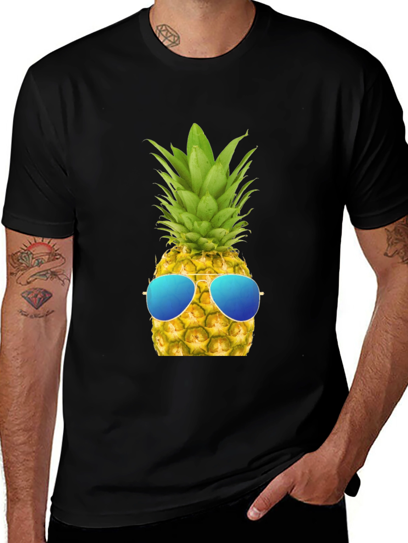 Cool Pineapple Graphic Tee - Black T-Shirt