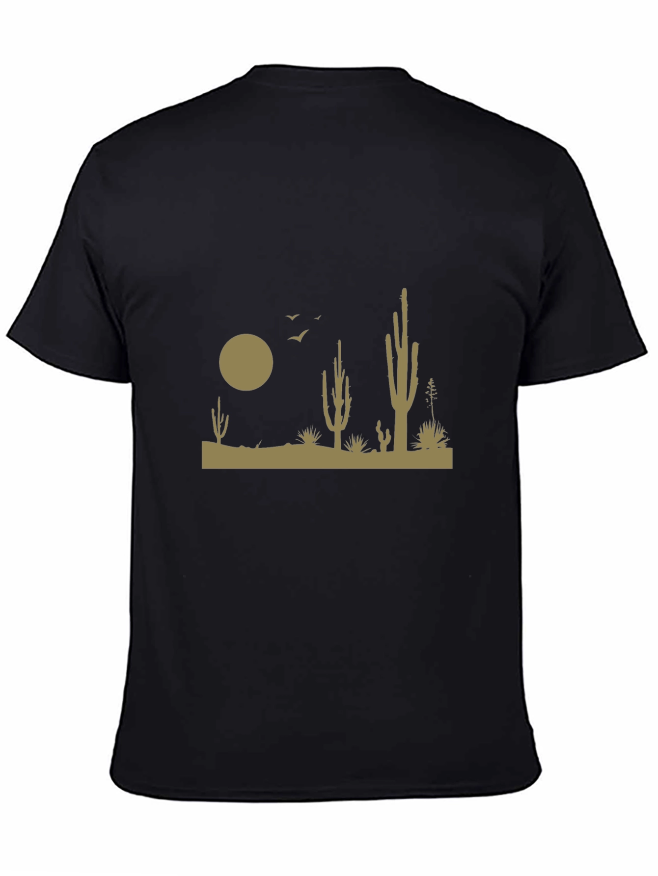 Desert Scene Graphic Tee - Black Cotton T-Shirt