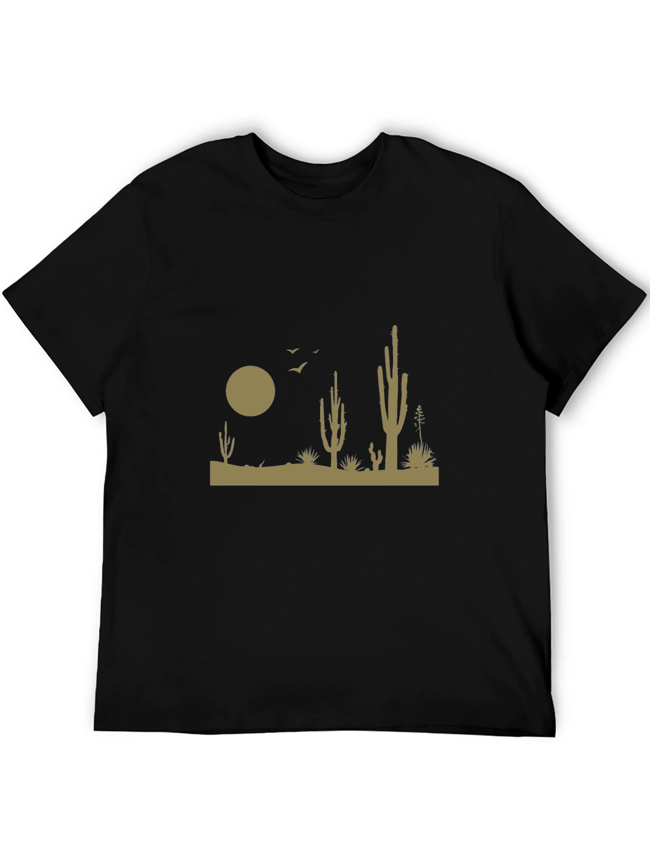 Desert Scene Graphic Tee - Black Cotton T-Shirt