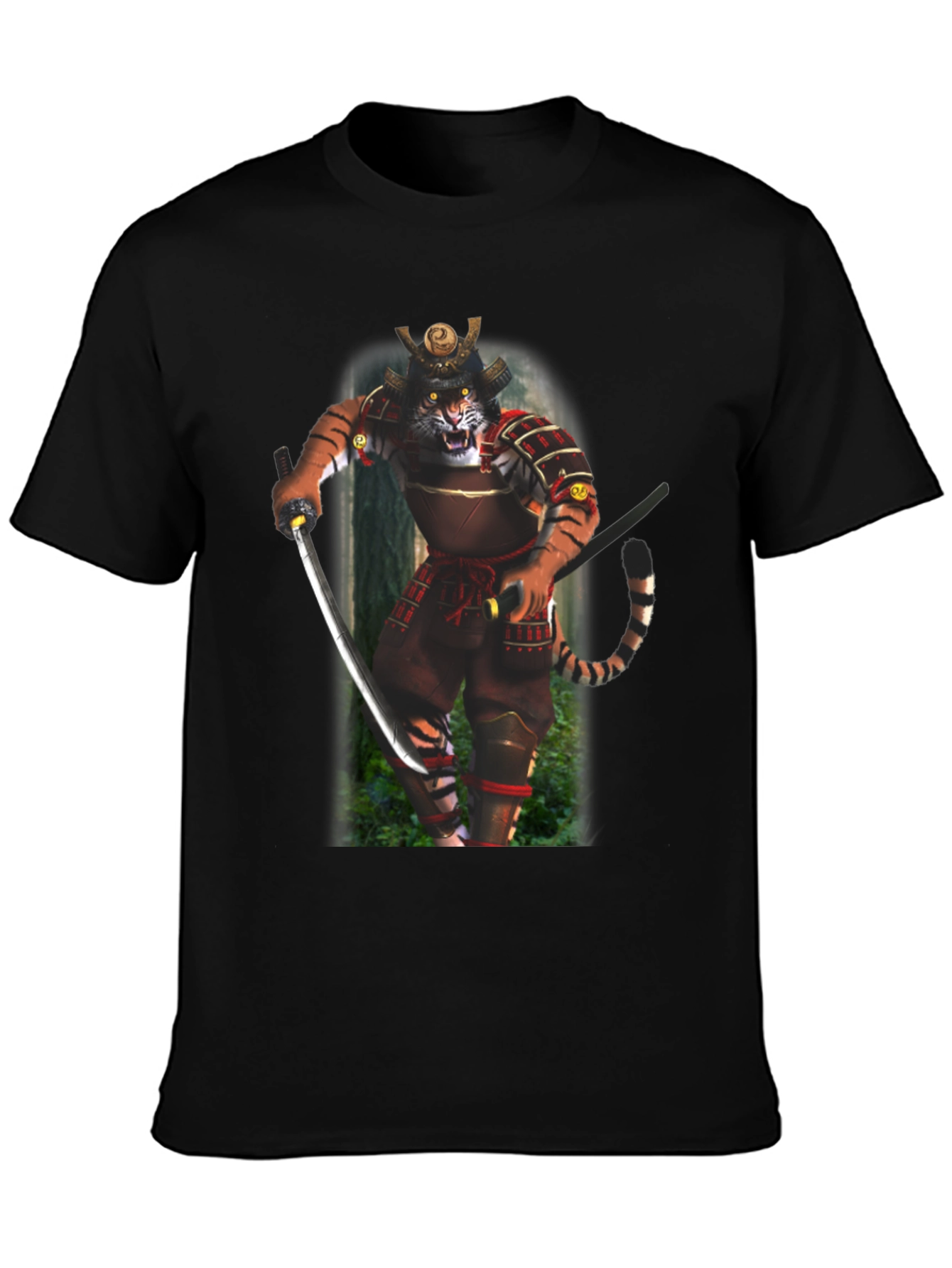 Samurai Tiger Graphic T-Shirt - Black